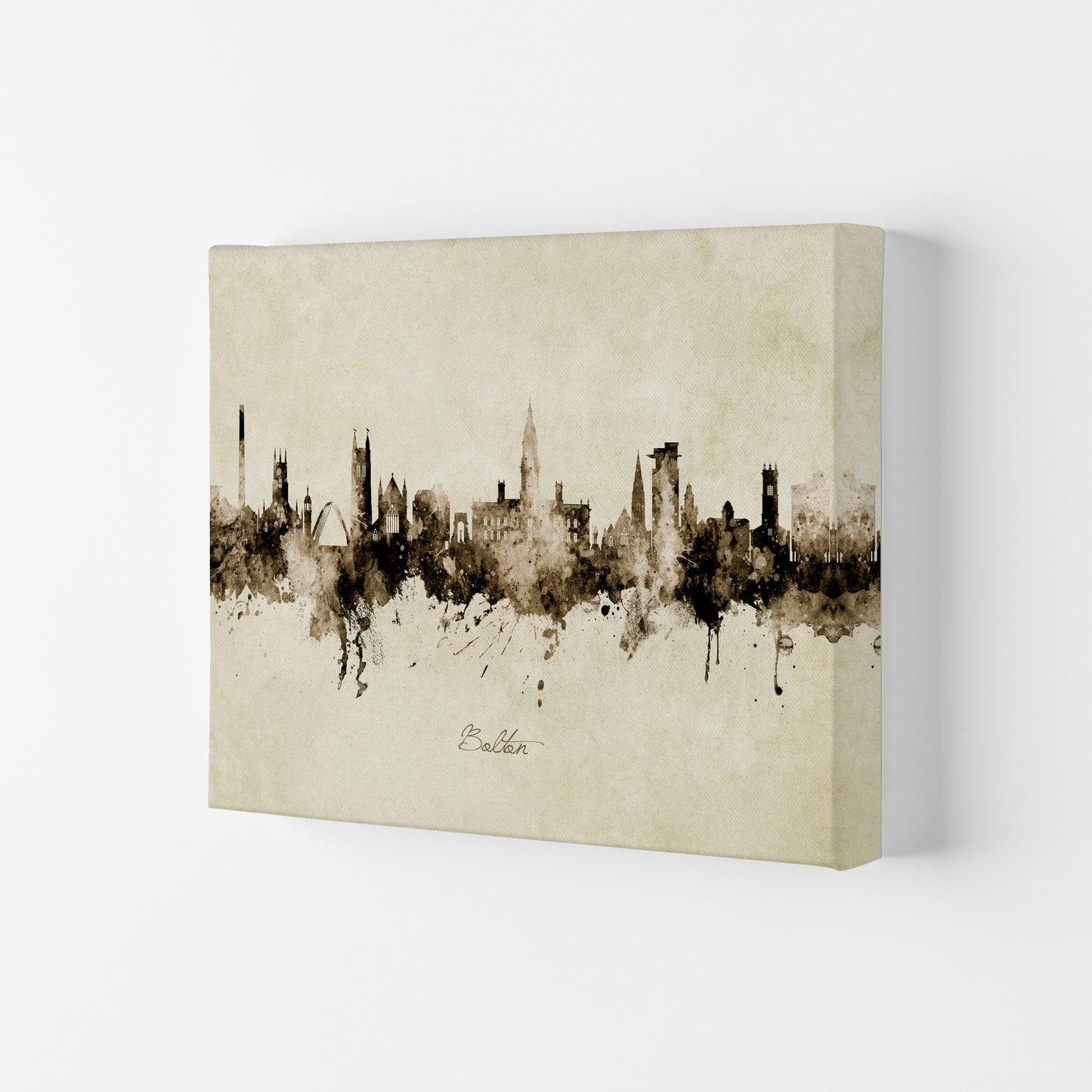 Bolton England Skyline Vintage Art Print by Michael Tompsett Canvas