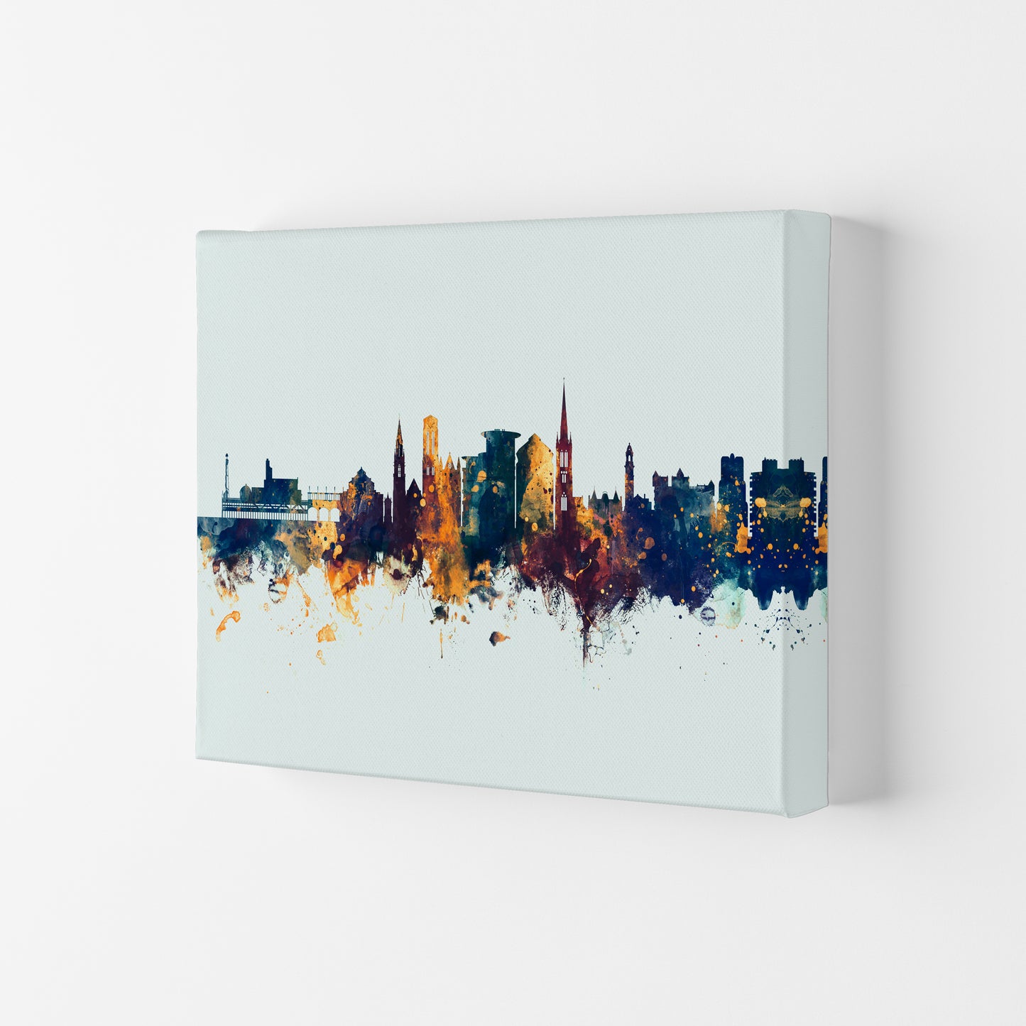 Bournemouth England Skyline Blue Orange Art Print by Michael Tompsett Canvas