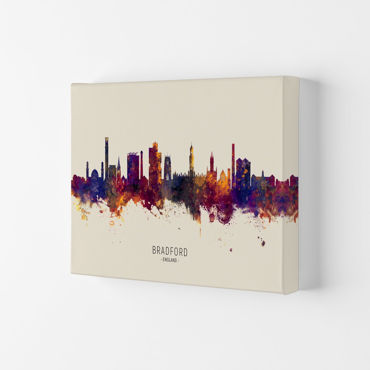 Bradford England Skyline Autumn City Name Art Print by Michael Tompsett Canvas
