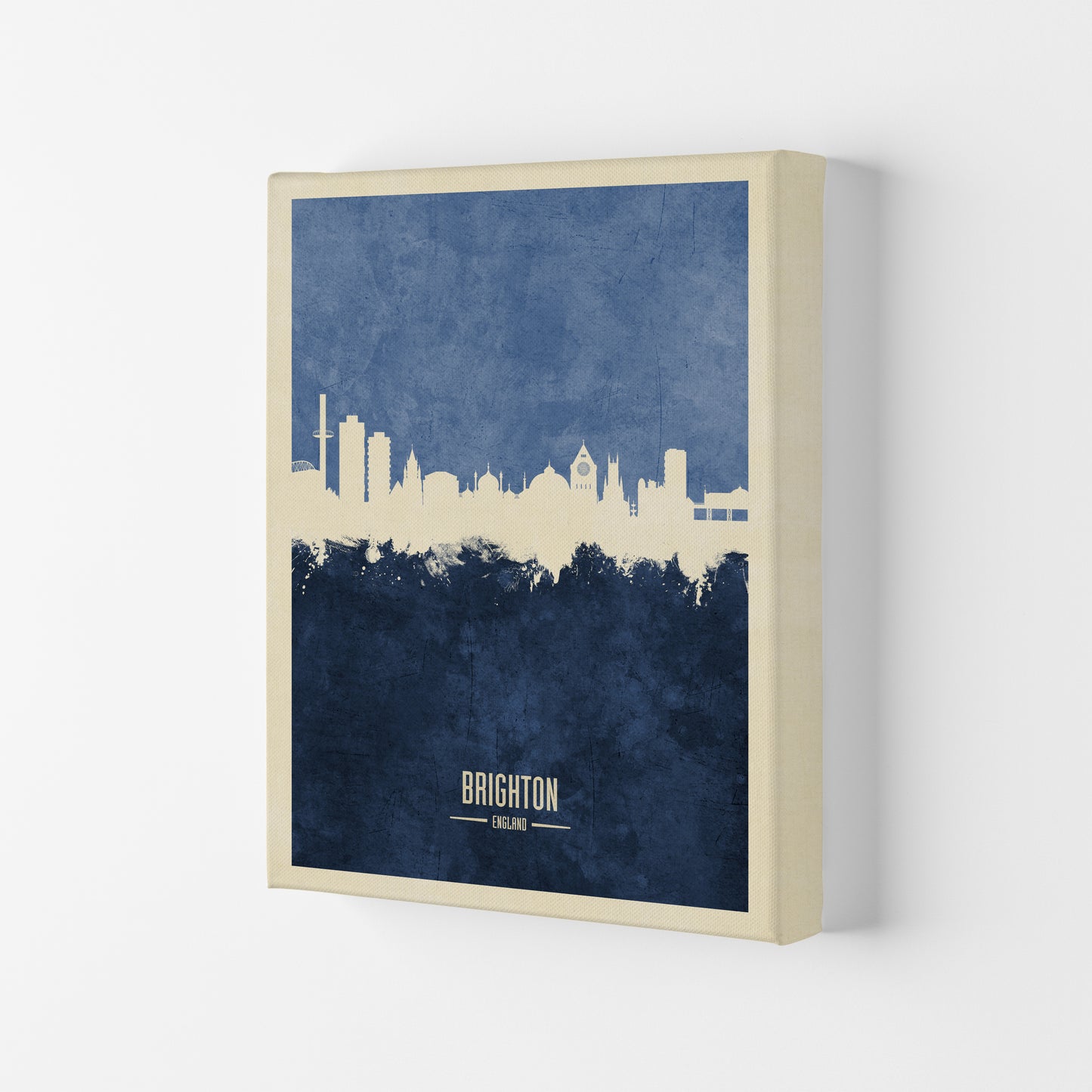 Brighton England Skyline Portrait Navy Art Print by Michael Tompsett Canvas