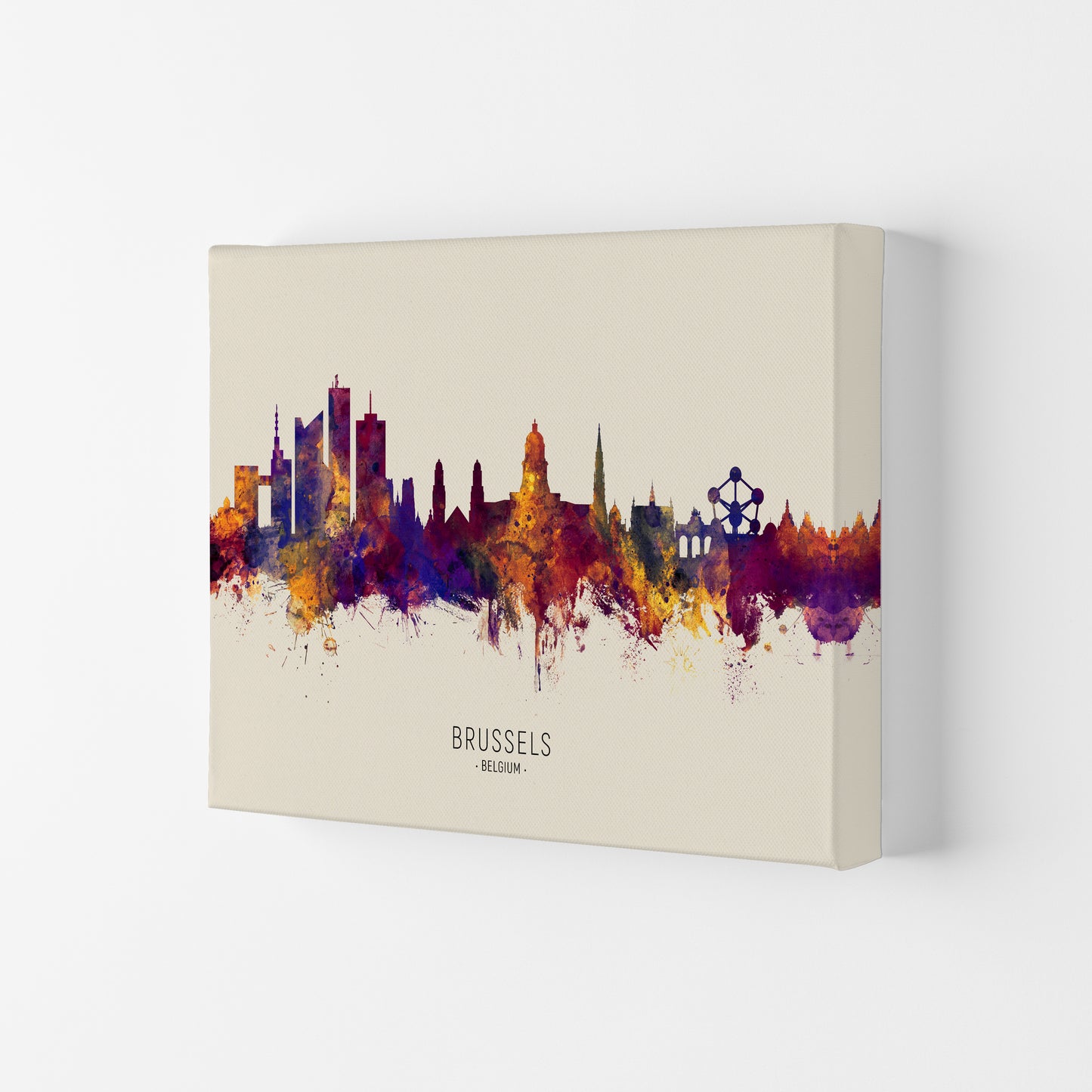 Brussels Belgium Skyline Autumn City Name Art Print by Michael Tompsett Canvas