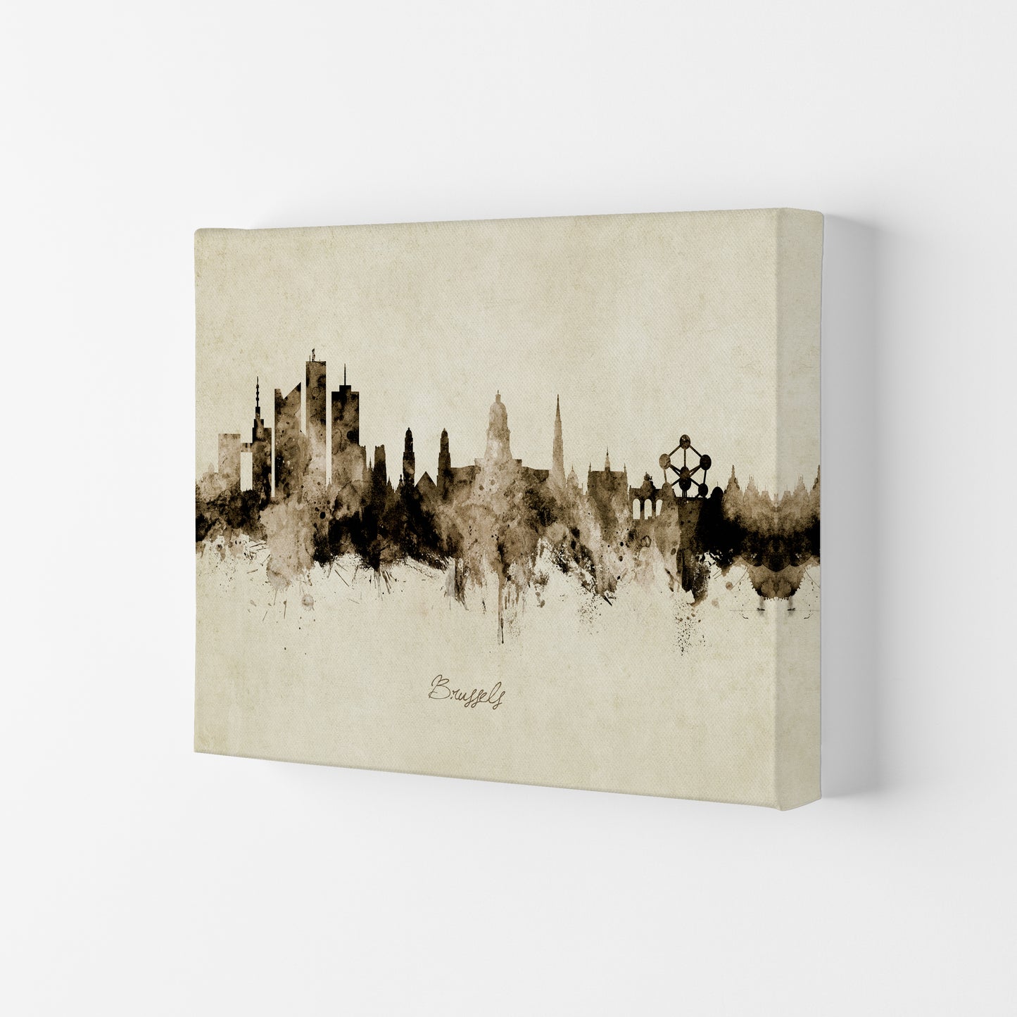 Brussels Belgium Skyline Vintage Art Print by Michael Tompsett Canvas