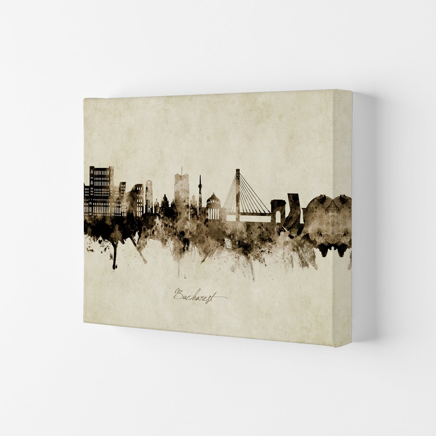 Bucharest Romania Skyline Vintage Art Print by Michael Tompsett Canvas