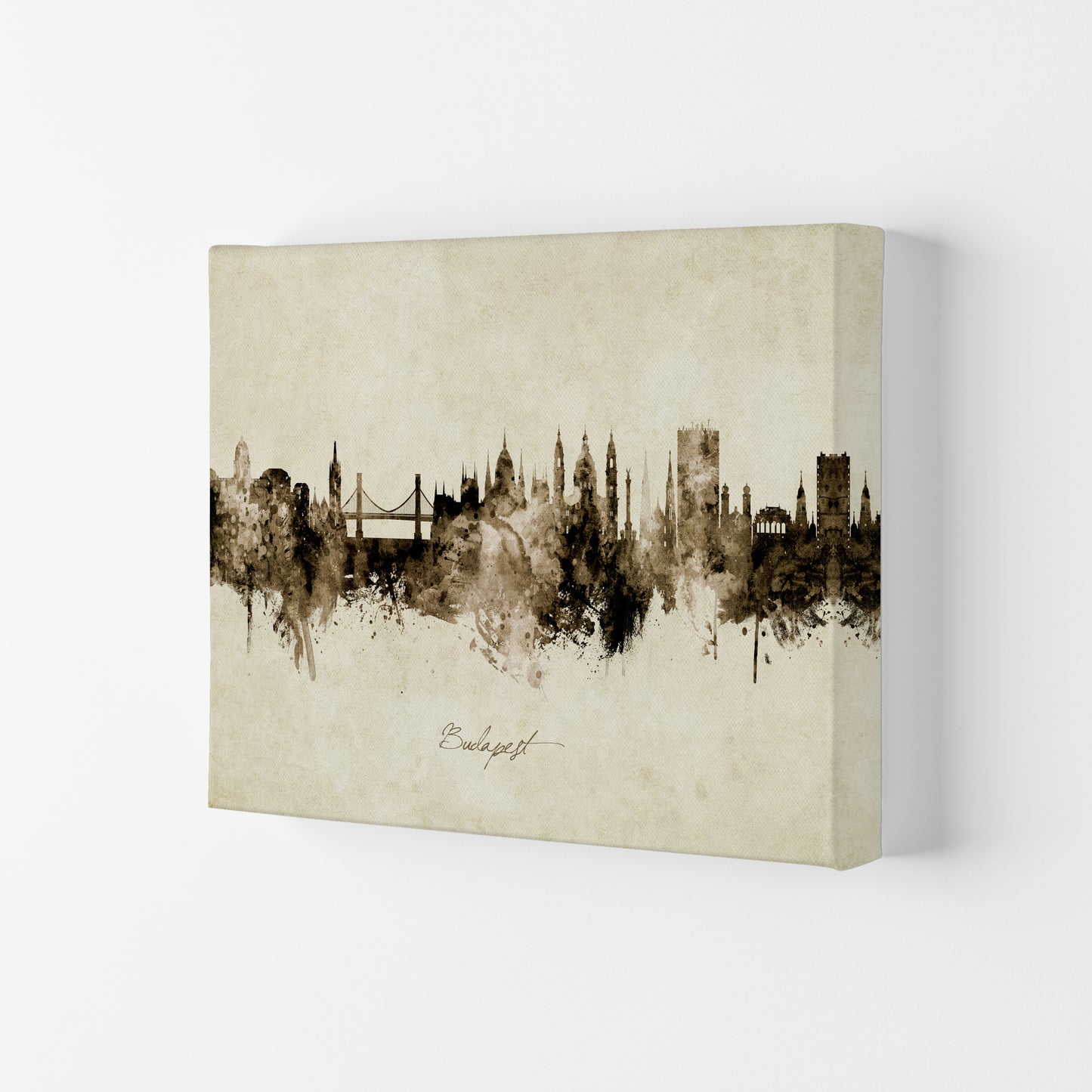 Budapest Hungary Skyline Vintage Art Print by Michael Tompsett Canvas