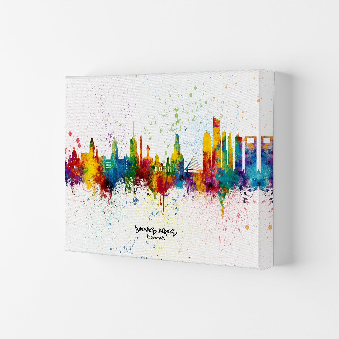 Buenos Aires Argentina Skyline Splash Art Print by Michael Tompsett Canvas