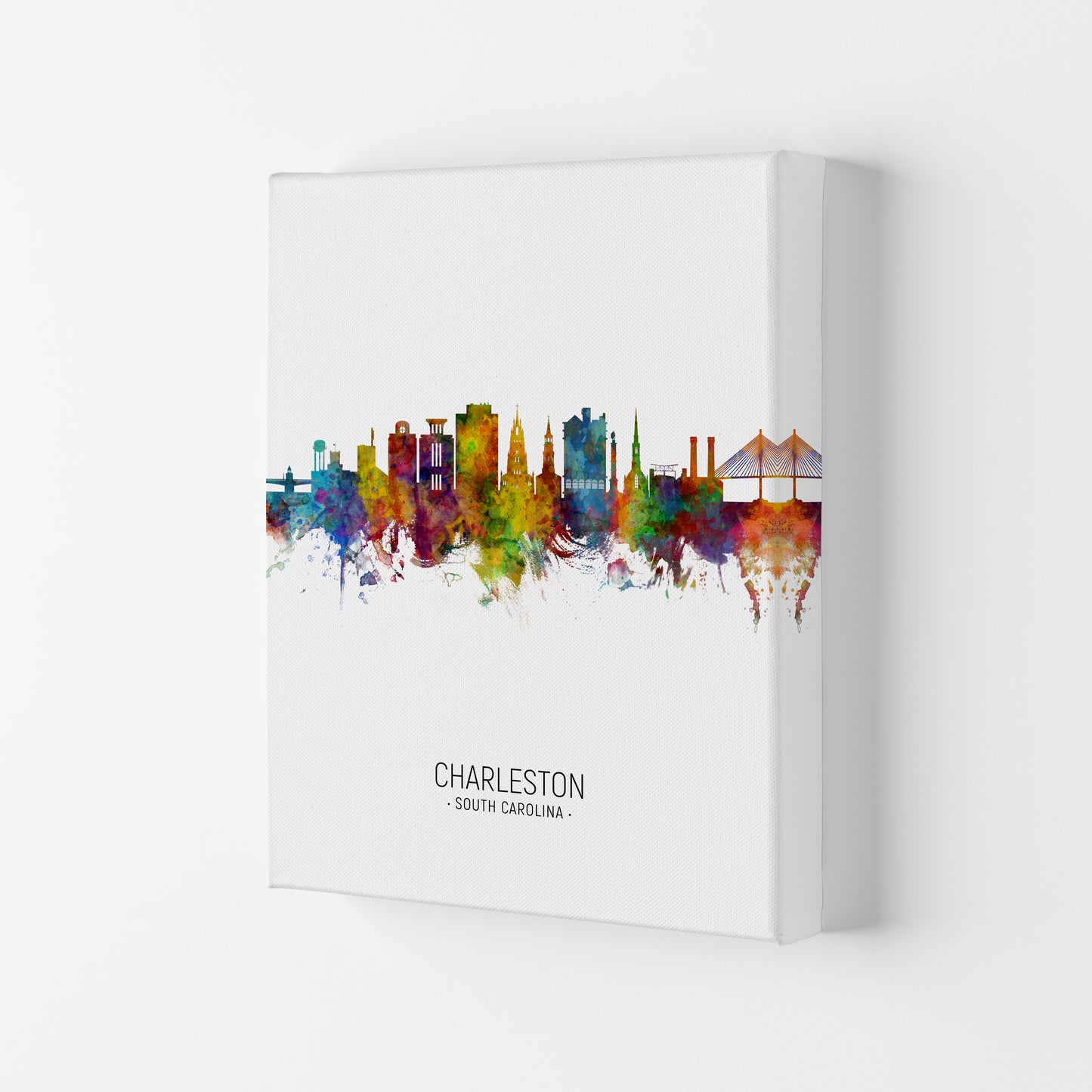 Charleston South Carolina Skyline Portrait Art Print by Michael Tompsett Canvas