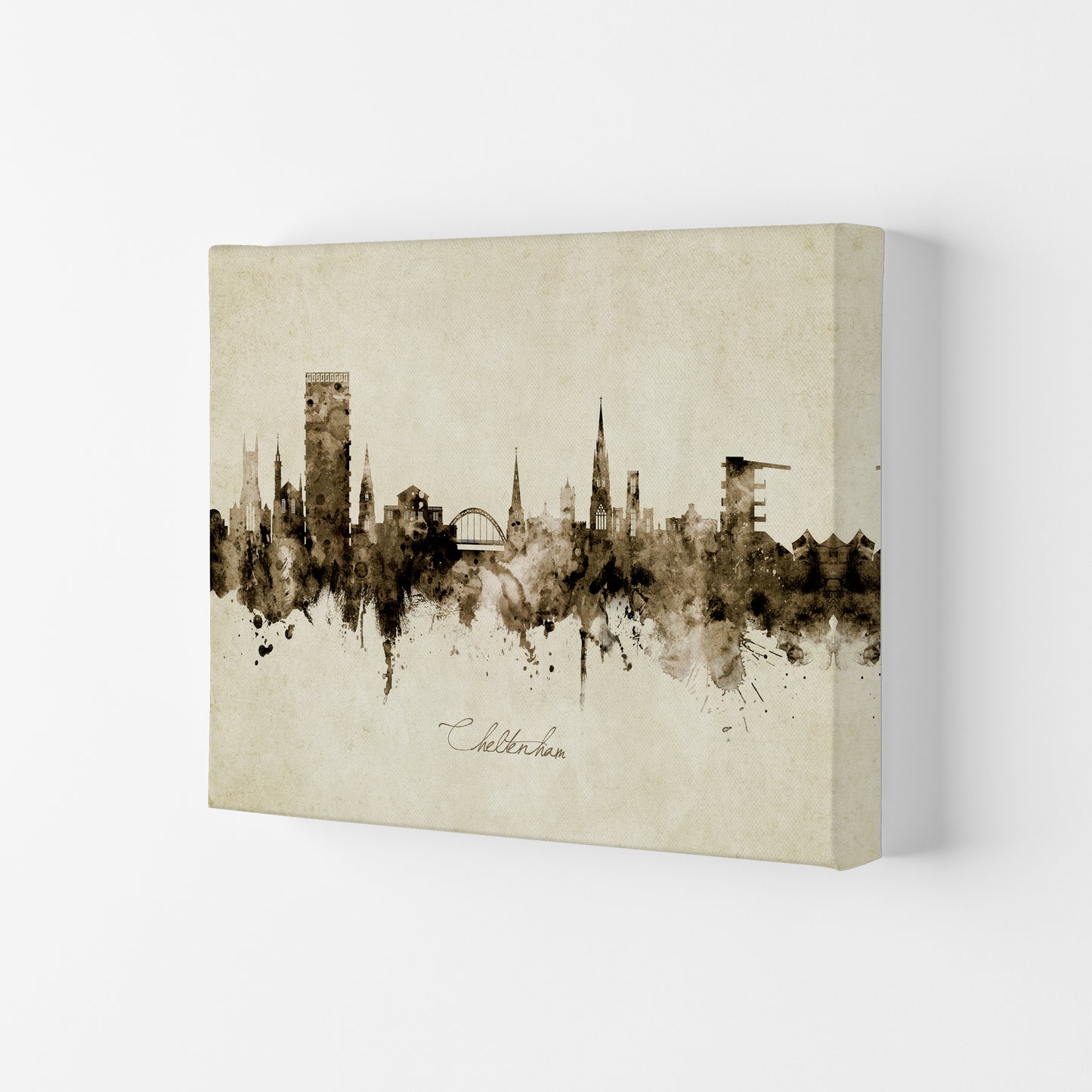 Cheltenham England Skyline Vintage Art Print by Michael Tompsett Canvas