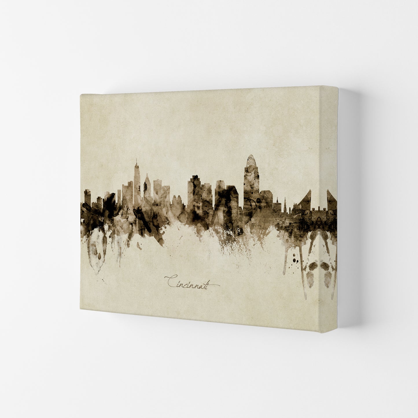 Cincinnati Ohio Skyline Vintage Art Print by Michael Tompsett Canvas