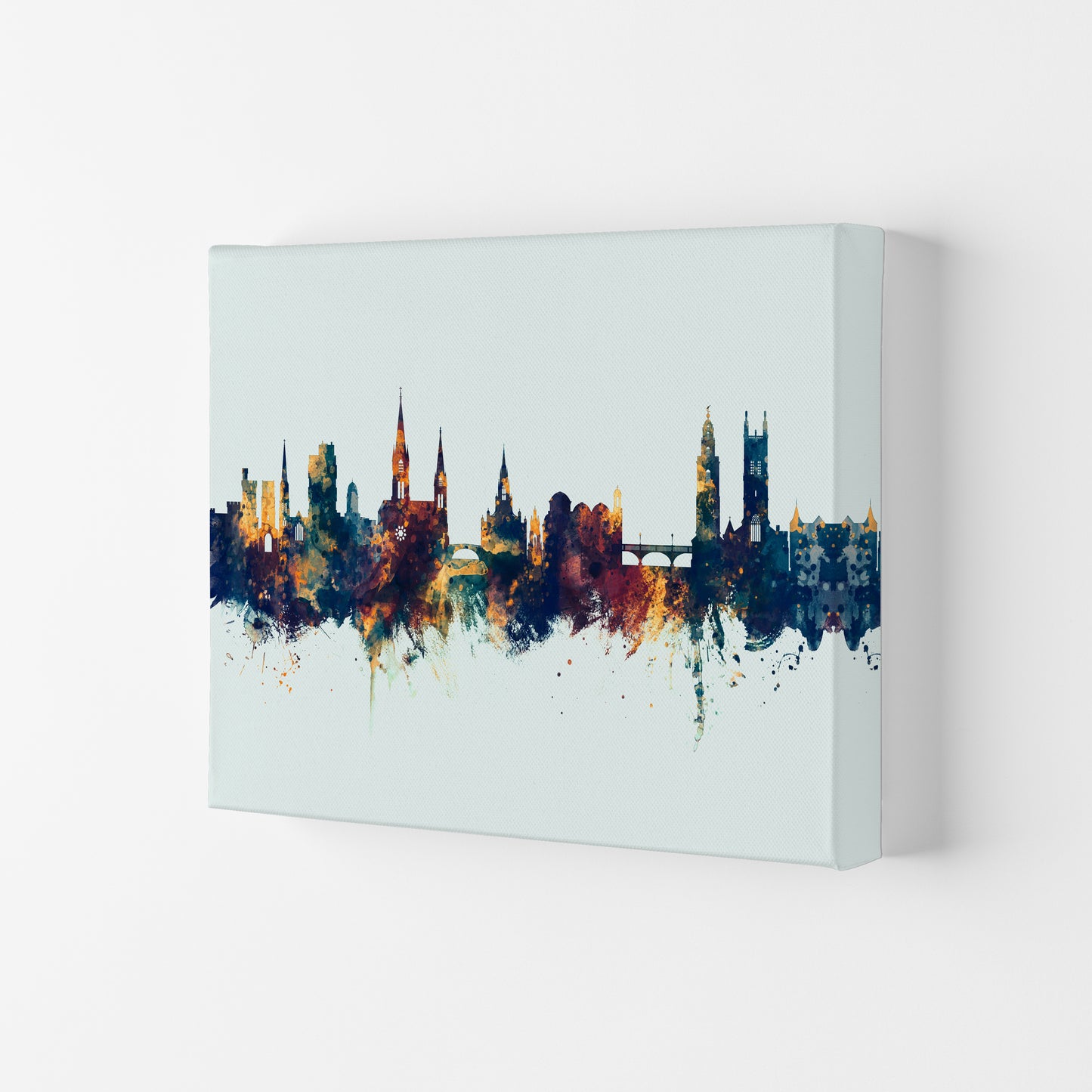 Cork Ireland Skyline Blue Orange Art Print by Michael Tompsett Canvas