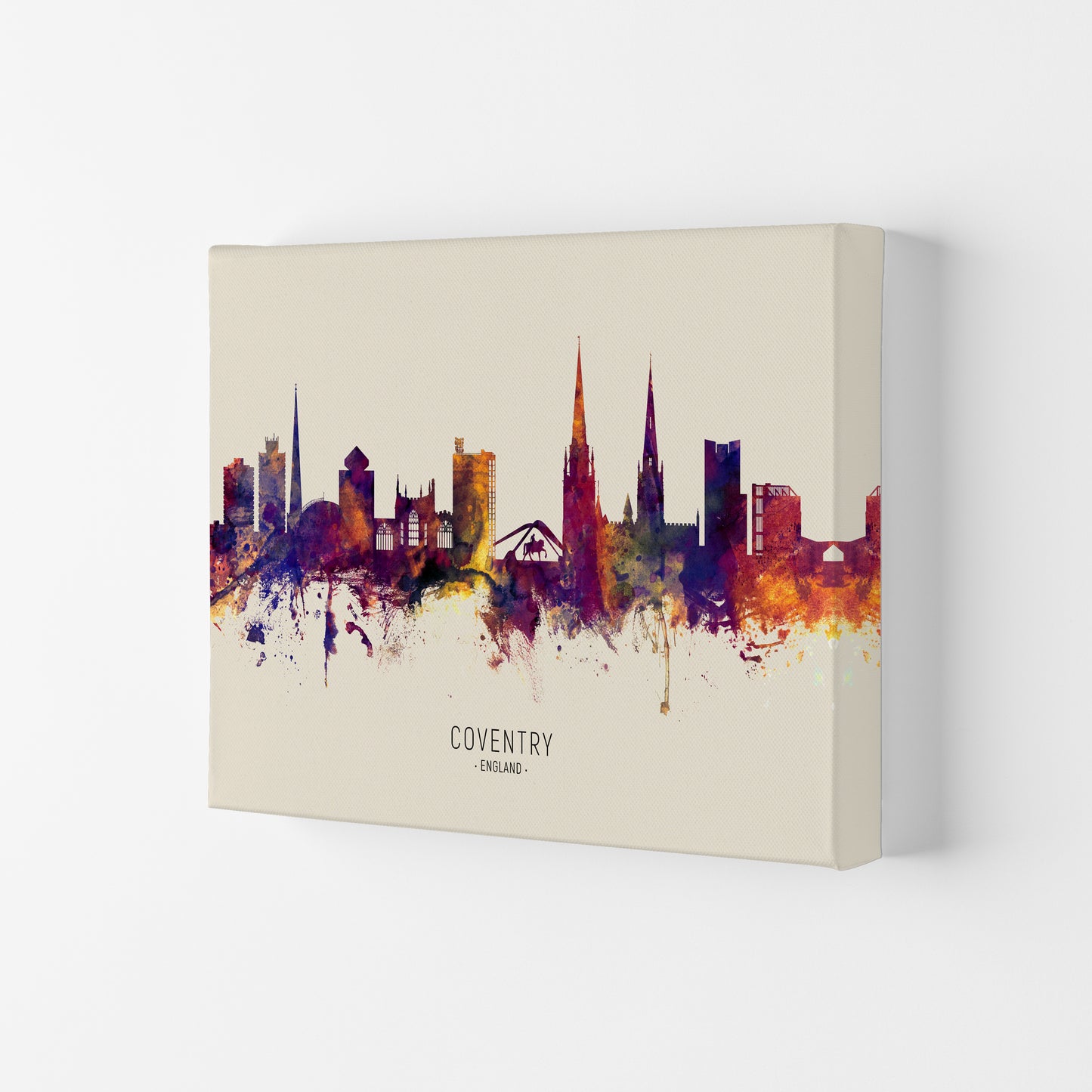 Coventry England Skyline Autumn City Name Art Print by Michael Tompsett Canvas