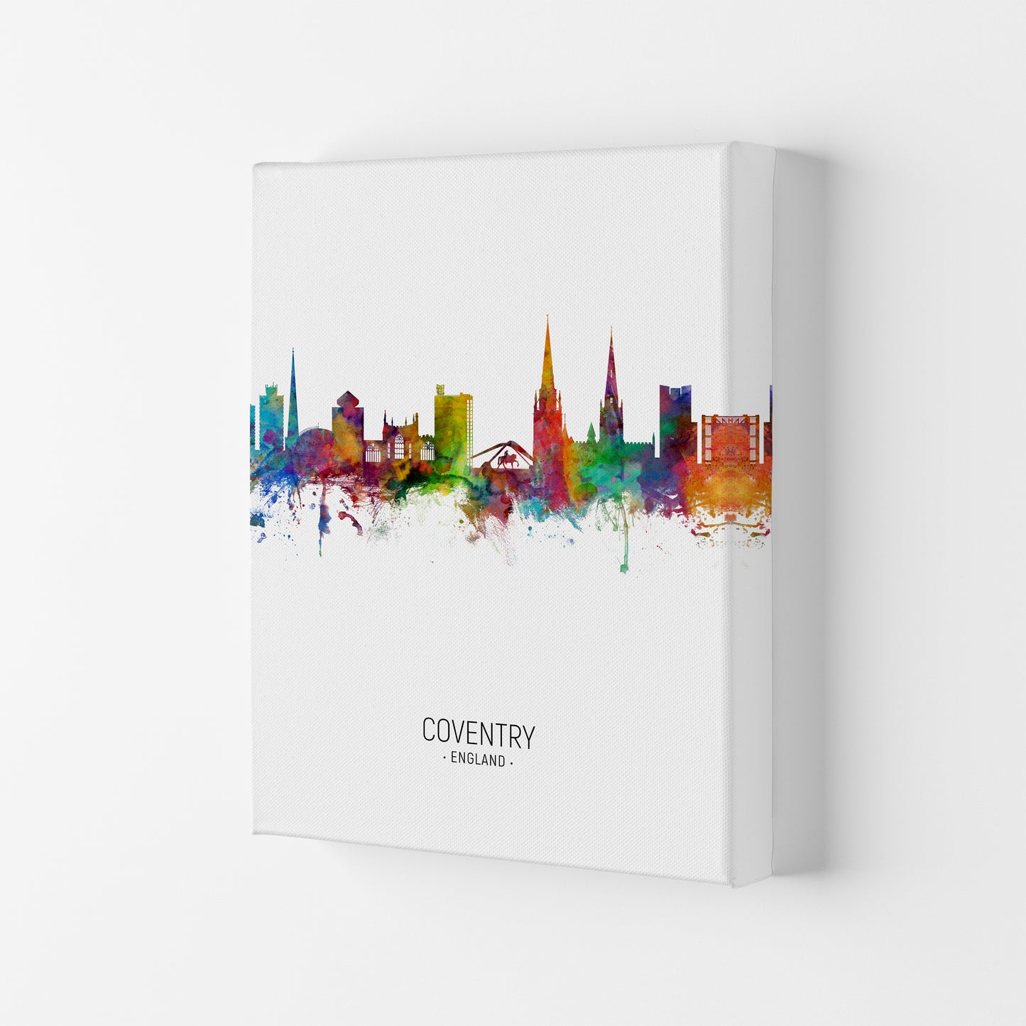 Coventry England Skyline Portrait Art Print by Michael Tompsett Canvas