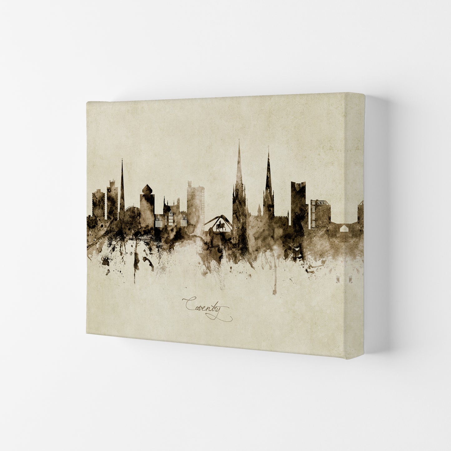Coventry England Skyline Vintage Art Print by Michael Tompsett Canvas