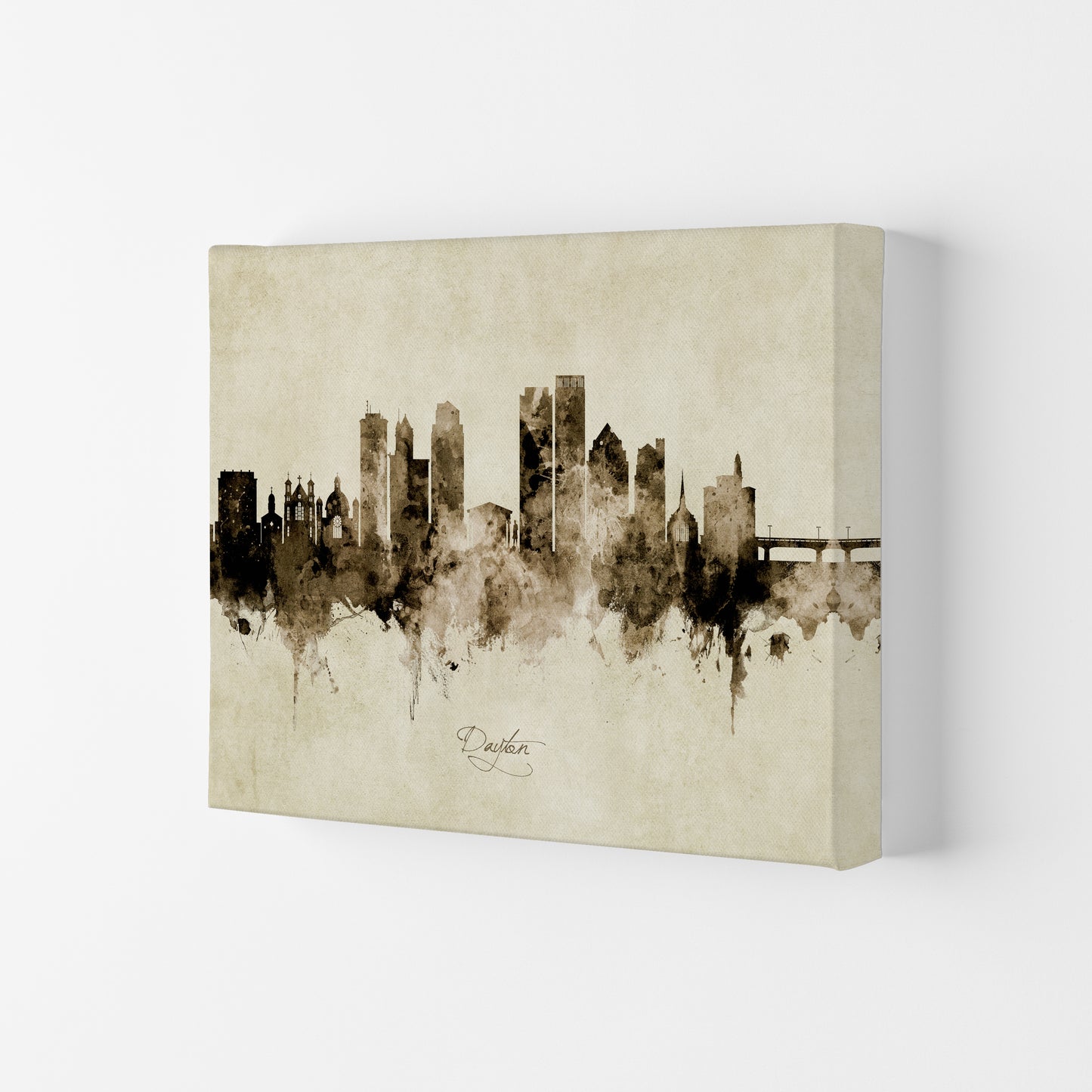 Dayton Ohio Skyline Vintage Art Print by Michael Tompsett Canvas