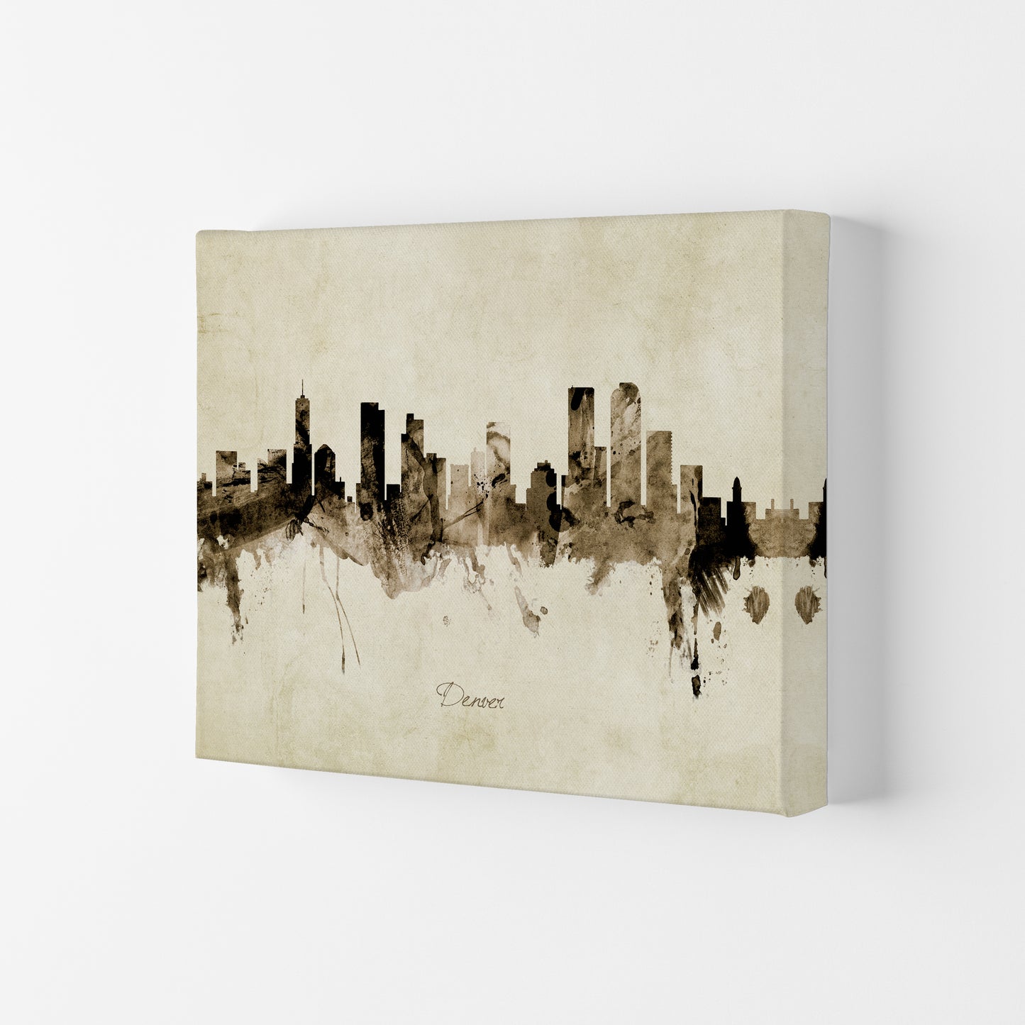 Denver Colorado Skyline Vintage Art Print by Michael Tompsett Canvas