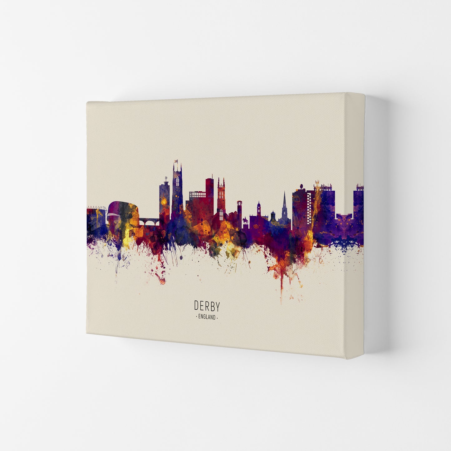 Derby England Skyline Autumn City Name Art Print by Michael Tompsett Canvas