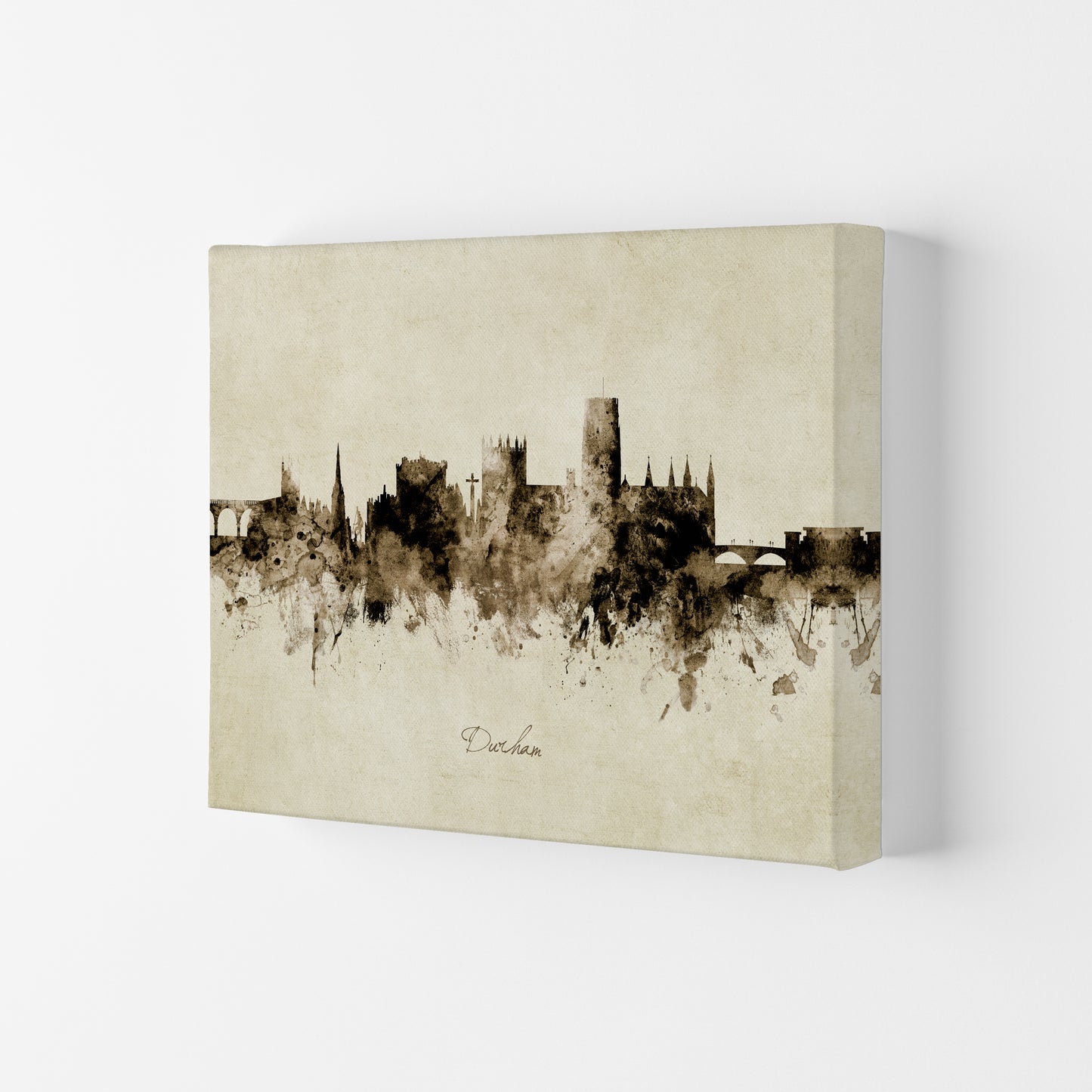 Durham England Skyline Vintage Art Print by Michael Tompsett Canvas