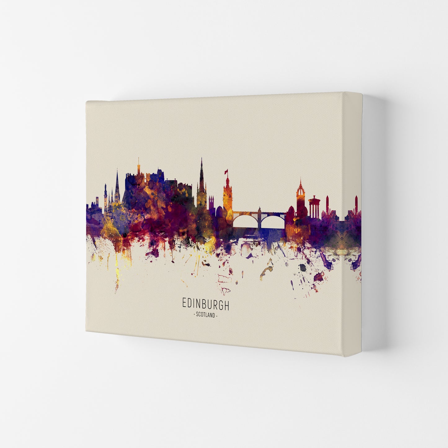 Edinburgh Scotland Skyline Autumn City Name Art Print by Michael Tompsett Canvas