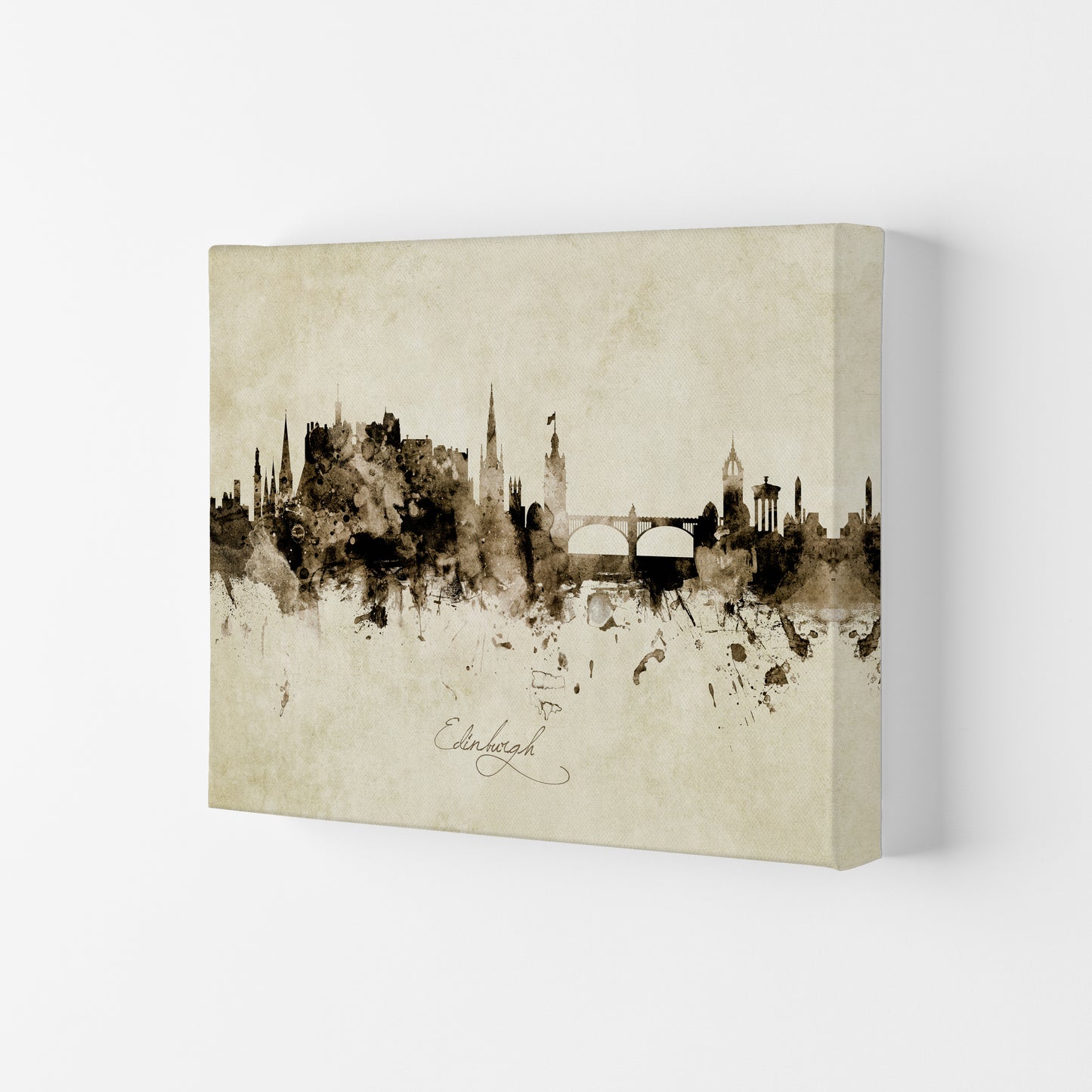 Edinburgh Scotland Skyline Vintage Art Print by Michael Tompsett Canvas