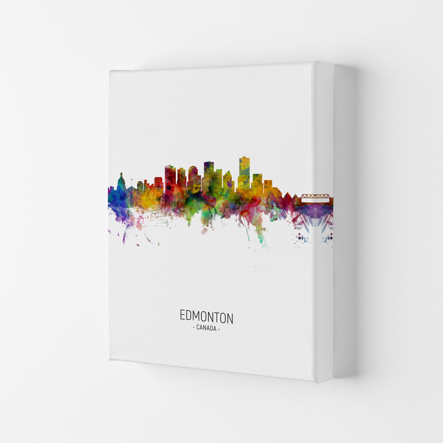 Edmonton Canada Skyline Portrait Art Print by Michael Tompsett Canvas