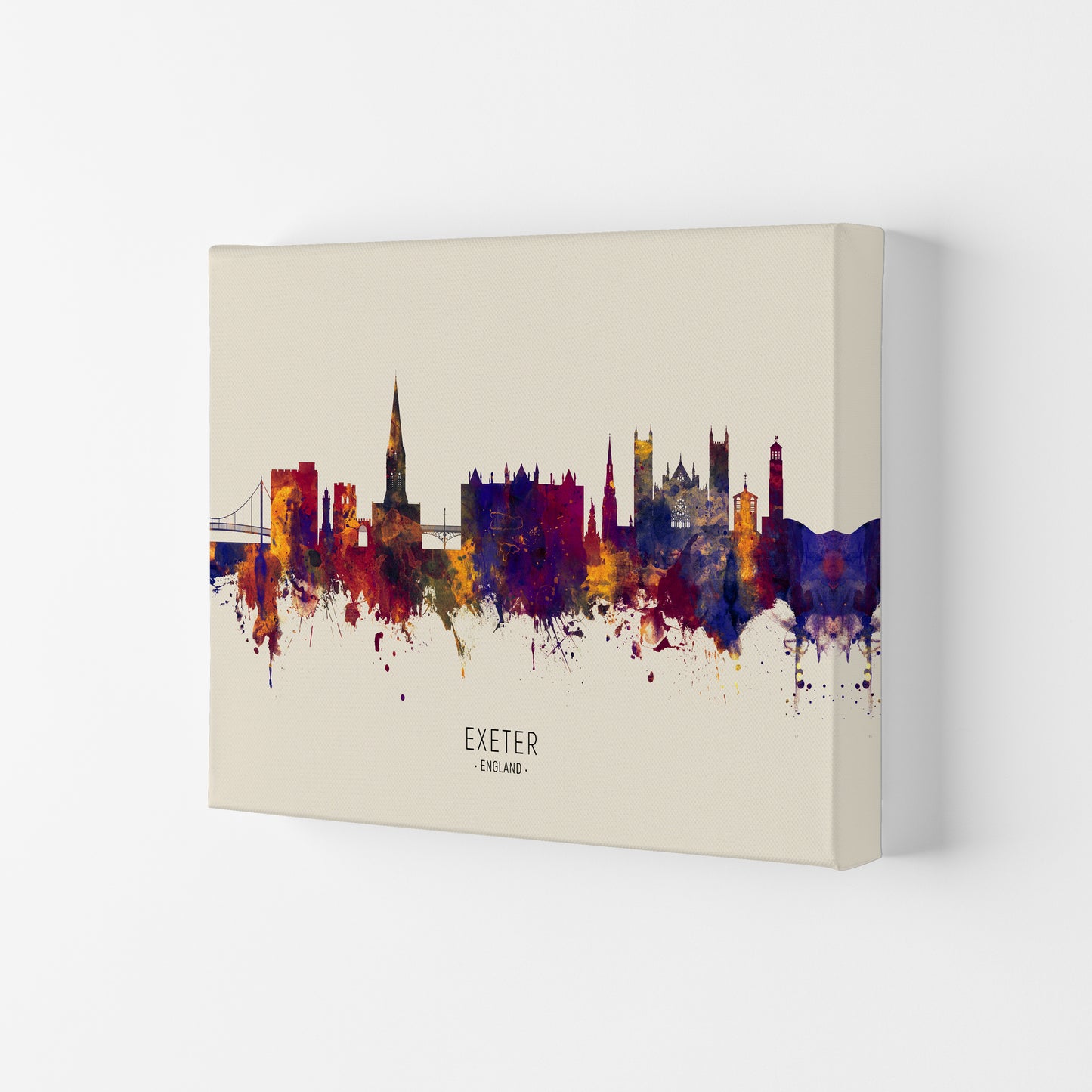 Exeter England Skyline Autumn City Name Art Print by Michael Tompsett Canvas