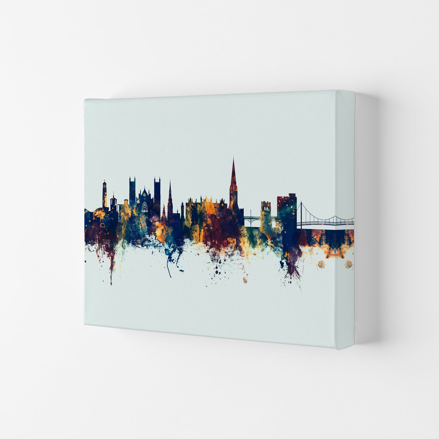 Exeter England Skyline Blue Orange Art Print by Michael Tompsett Canvas