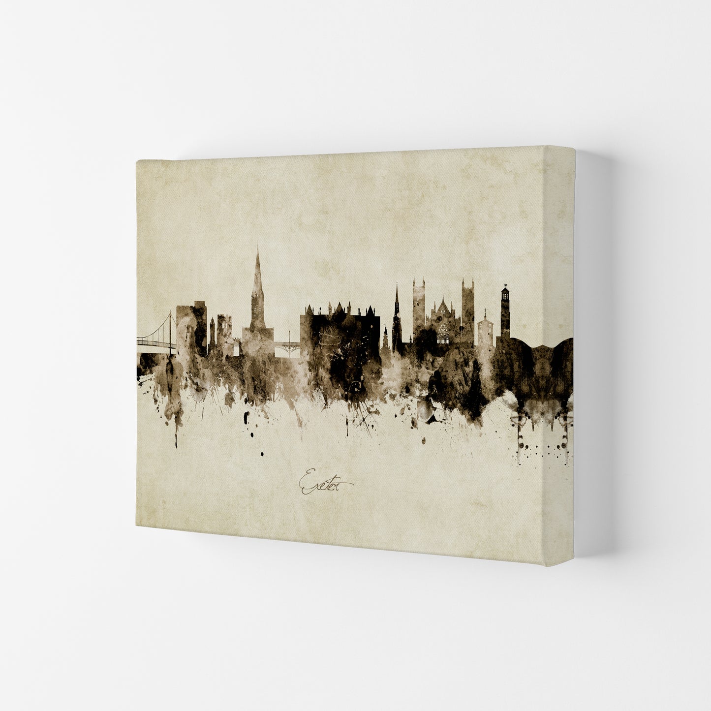 Exeter England Skyline Vintage Art Print by Michael Tompsett Canvas