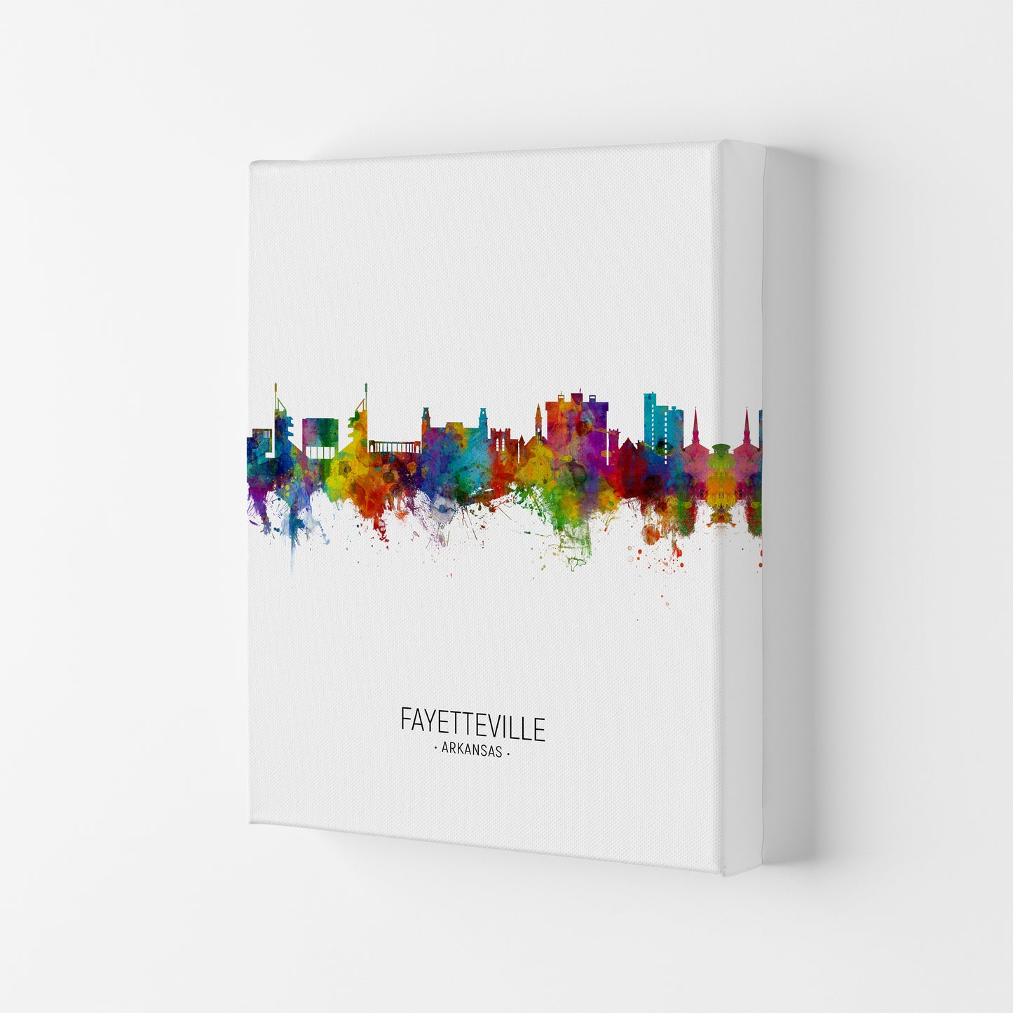 Fayetteville Arkansas Skyline Portrait Art Print by Michael Tompsett Canvas