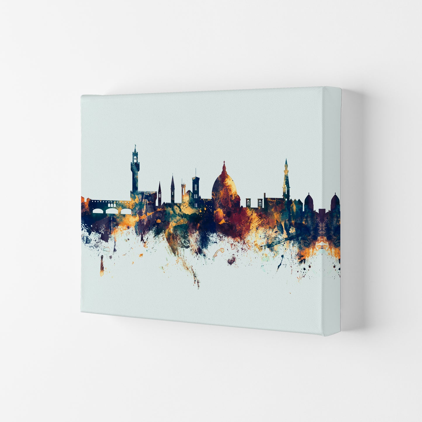 Florence Italy Skyline Blue Orange Art Print by Michael Tompsett Canvas