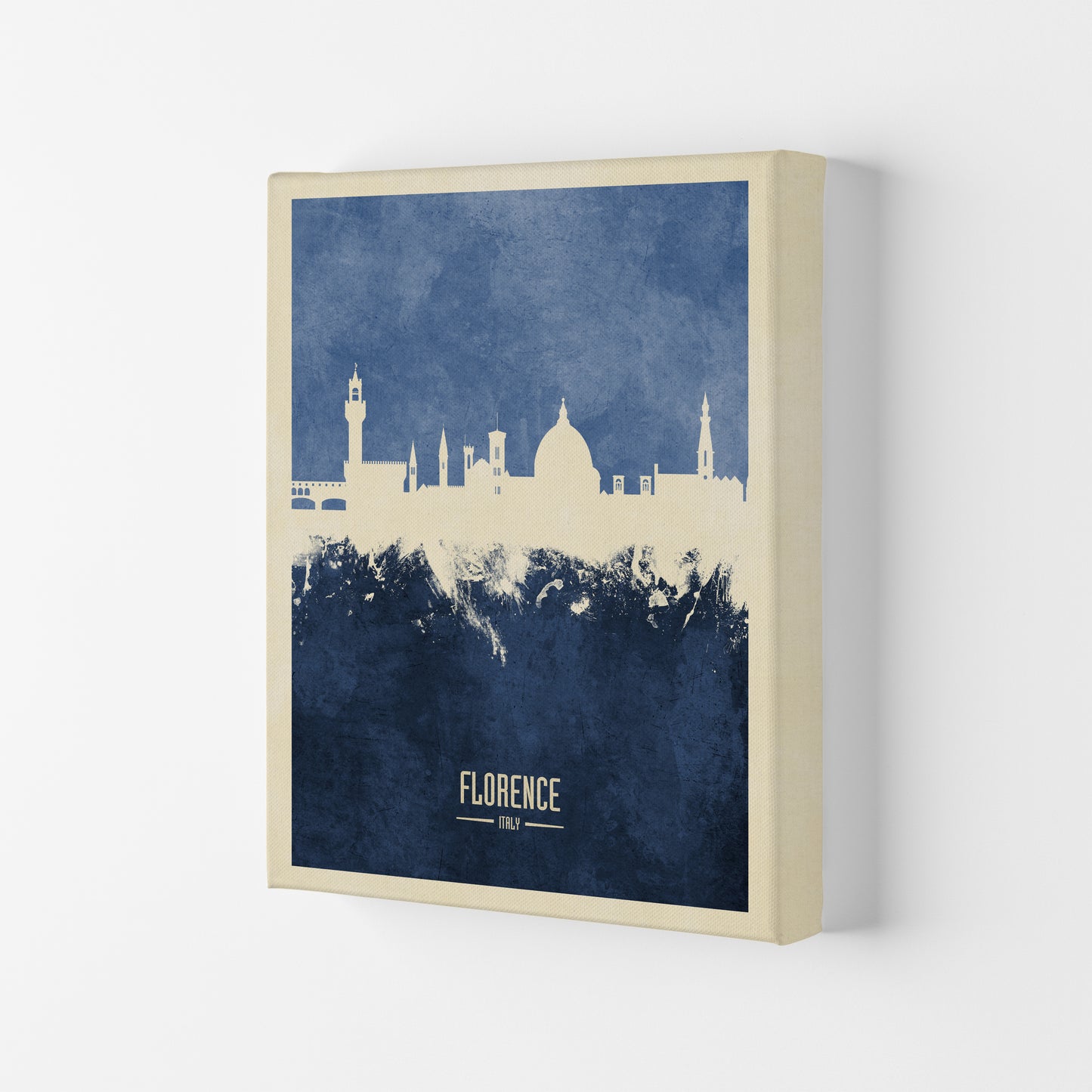 Florence Italy Skyline Portrait Navy Art Print by Michael Tompsett Canvas