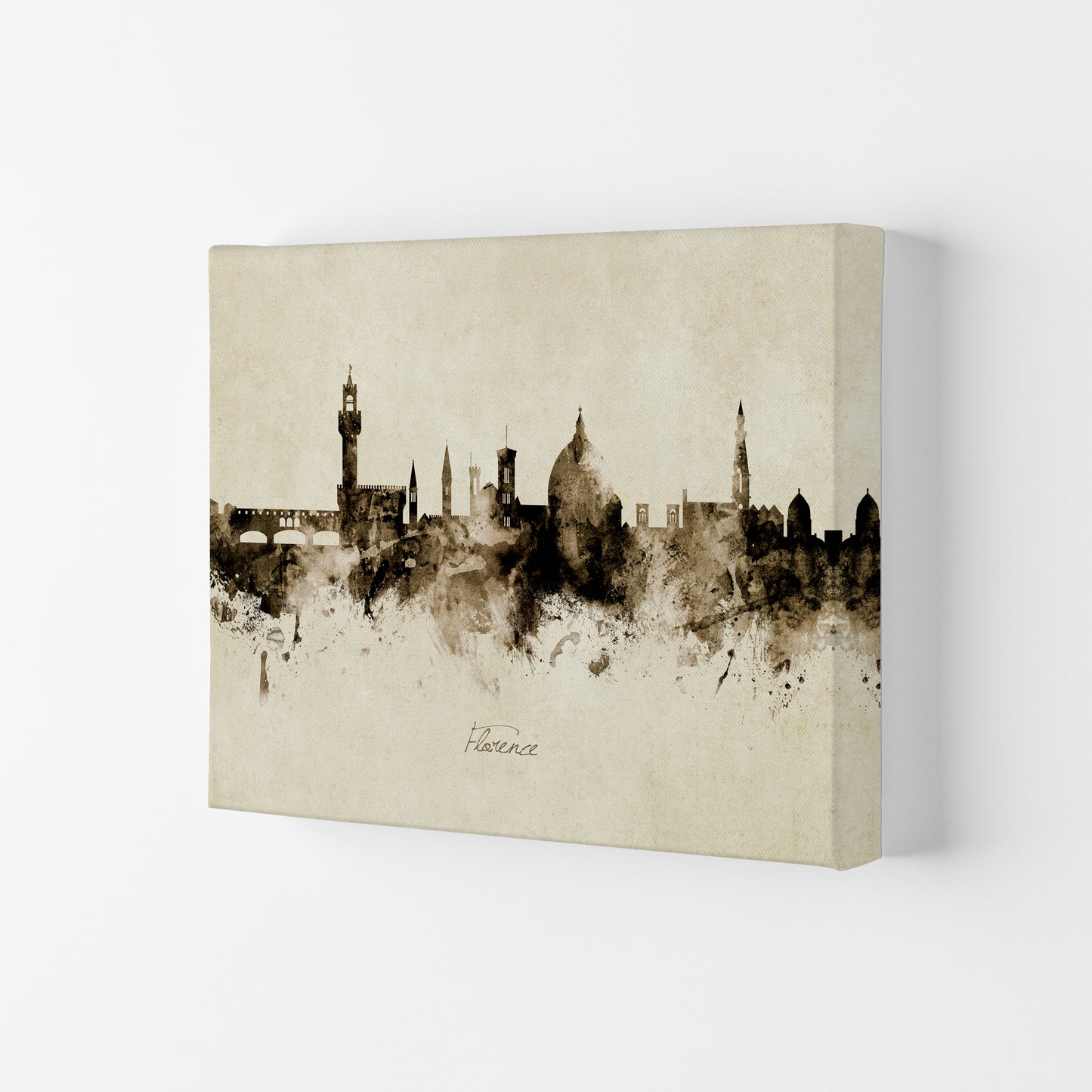 Florence Italy Skyline Vintage Art Print by Michael Tompsett Canvas