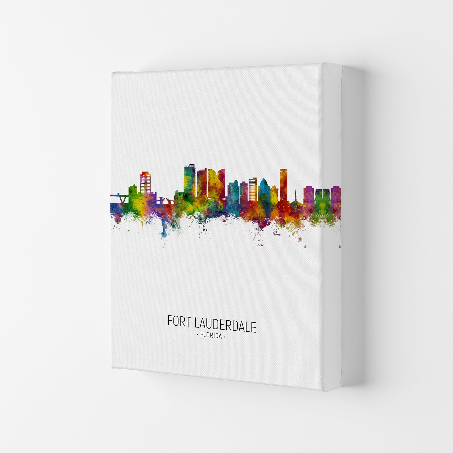 Fort Lauderdale Florida Skyline Portrait Art Print by Michael Tompsett Canvas
