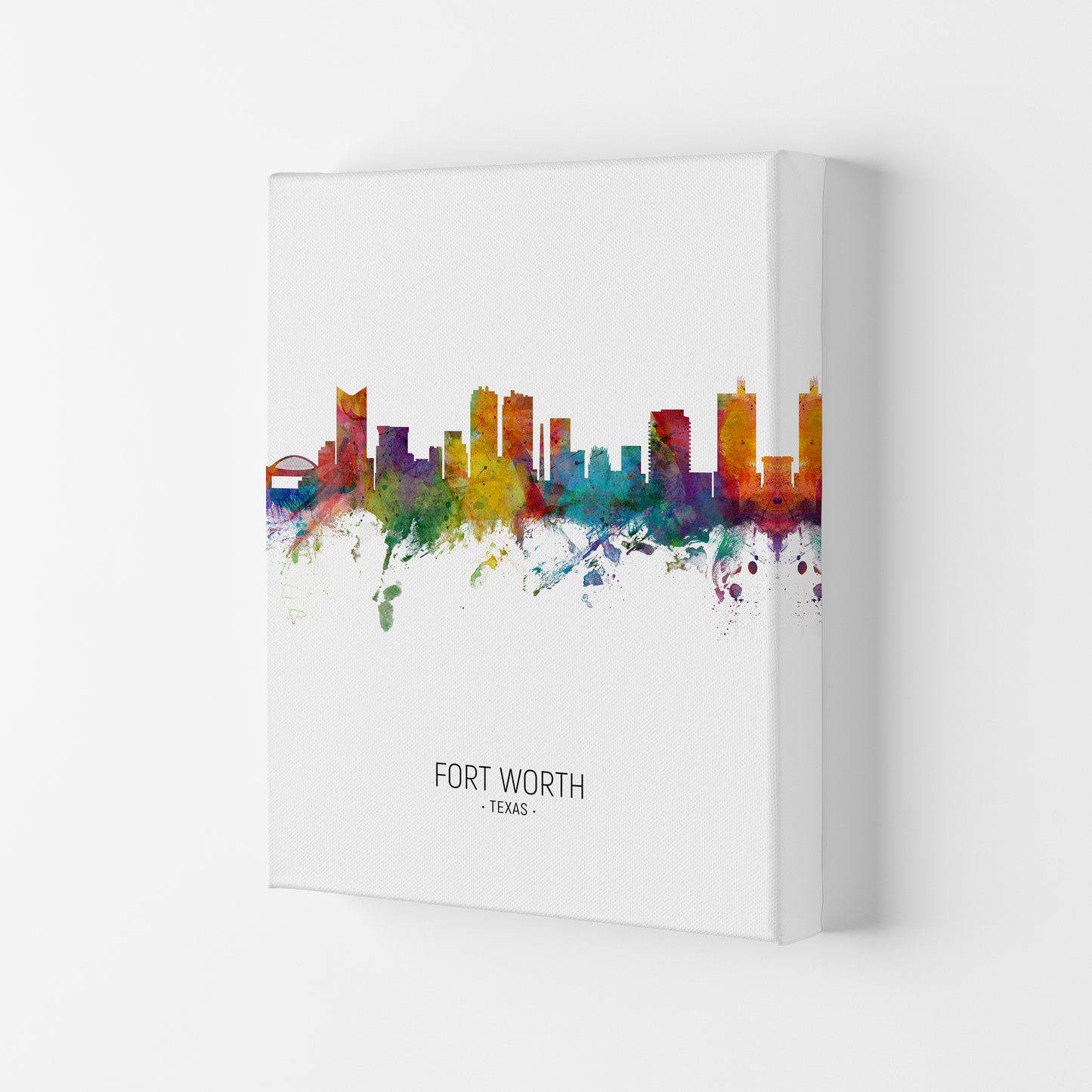 Fort Worth Texas Skyline Portrait Art Print by Michael Tompsett Canvas