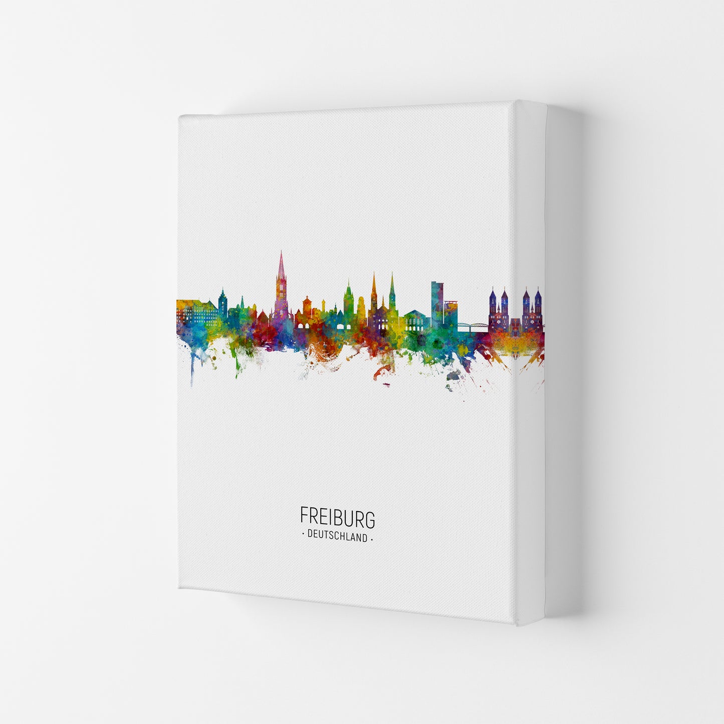 Freiburg Deutschland Skyline Portrait Art Print by Michael Tompsett Canvas