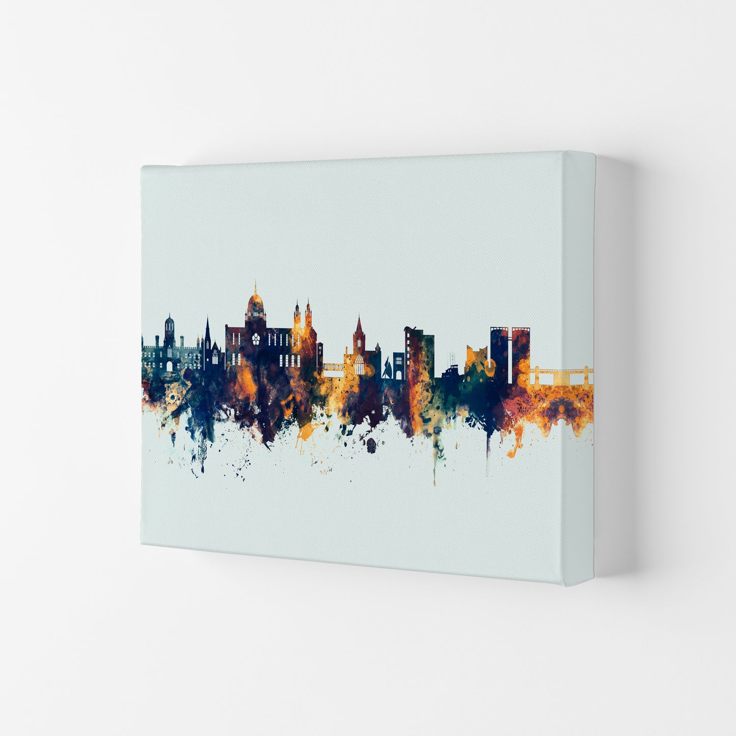 Galway Ireland Skyline Blue Orange Art Print by Michael Tompsett Canvas