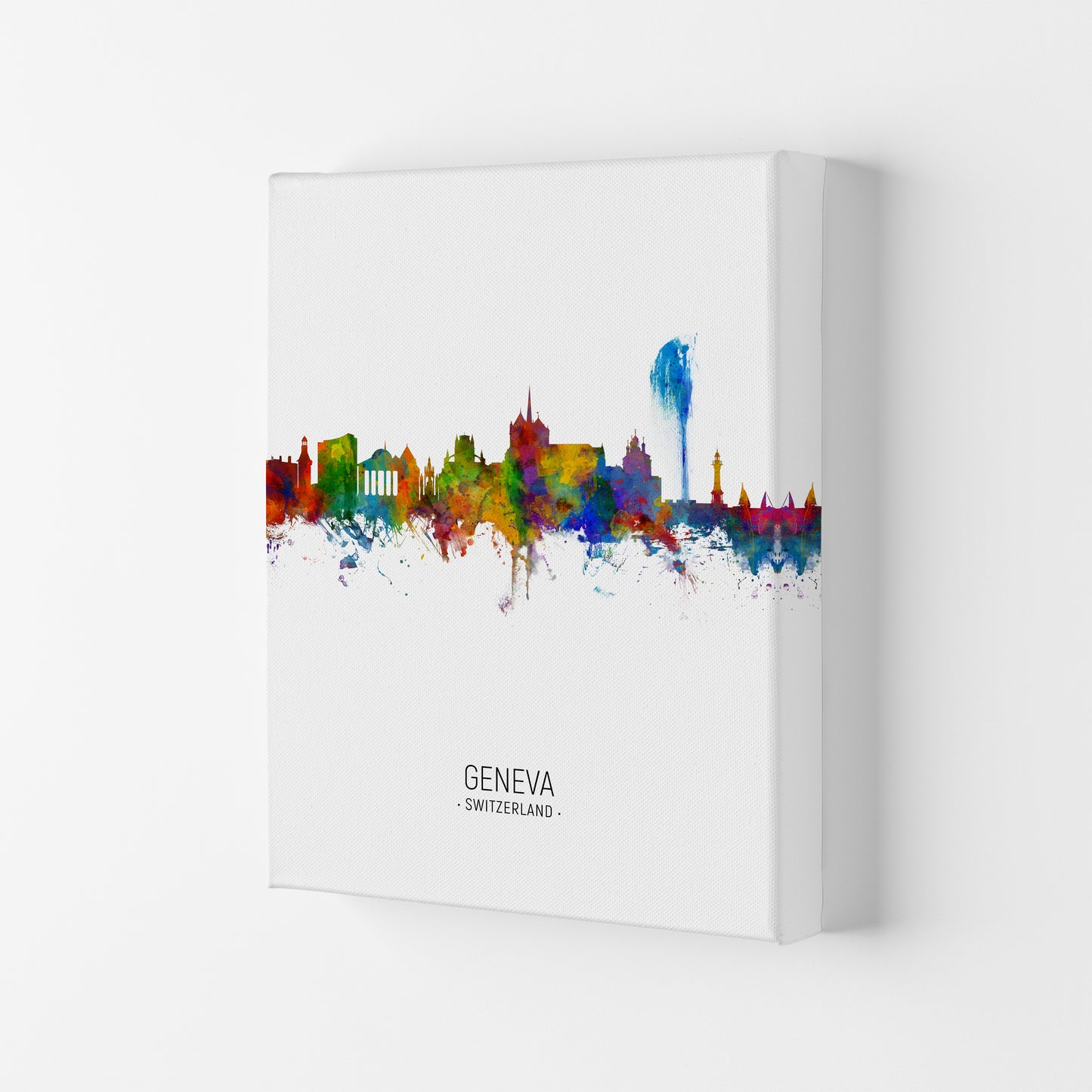 Geneva Switzerland Skyline Portrait Art Print by Michael Tompsett Canvas