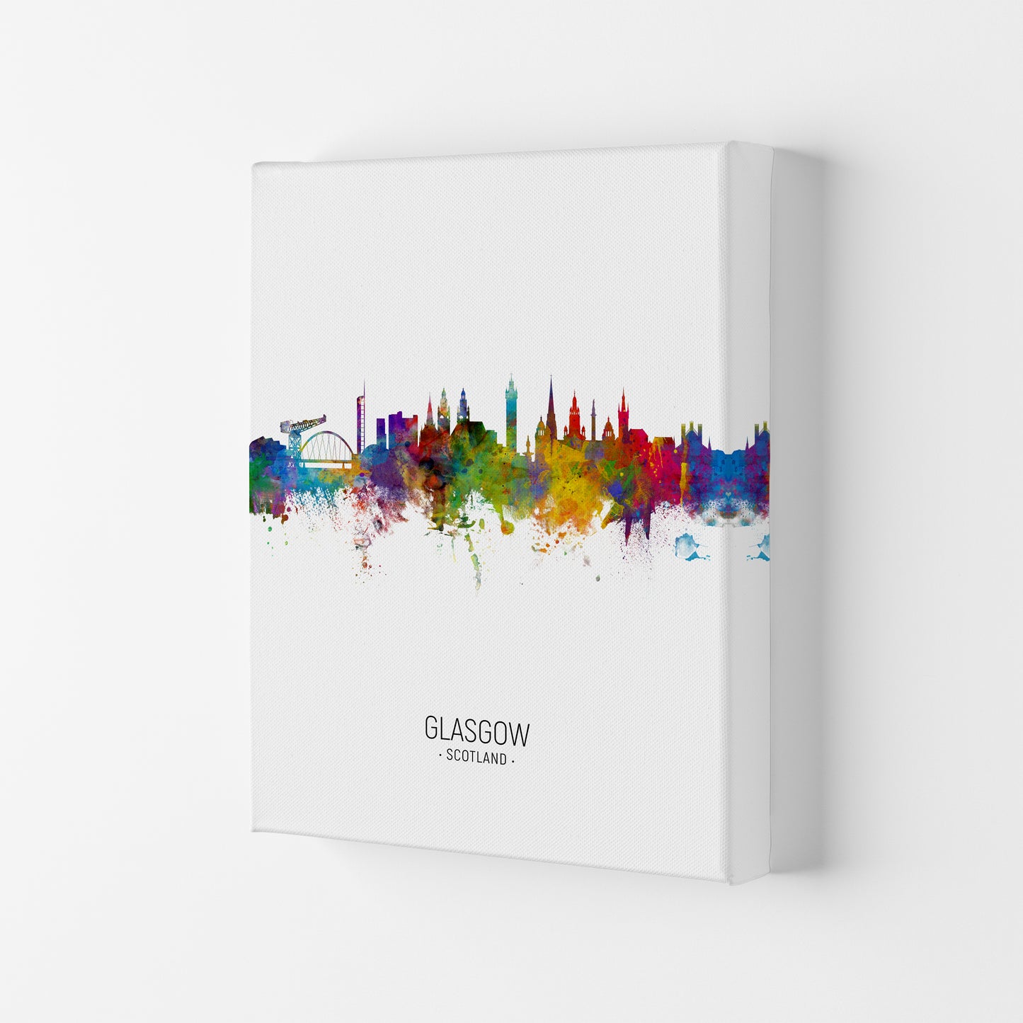 Glasgow Scotland Skyline Portrait Art Print by Michael Tompsett Canvas