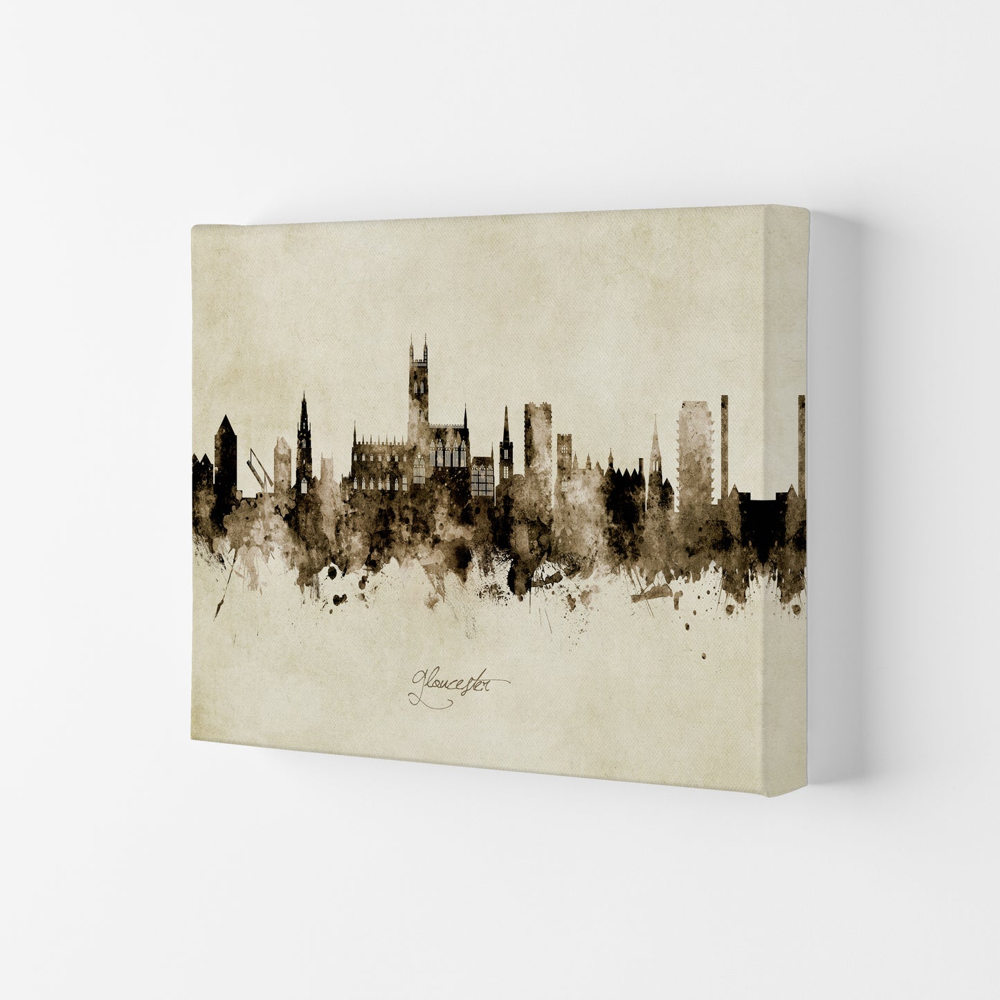 Gloucester England Skyline Vintage Art Print by Michael Tompsett Canvas