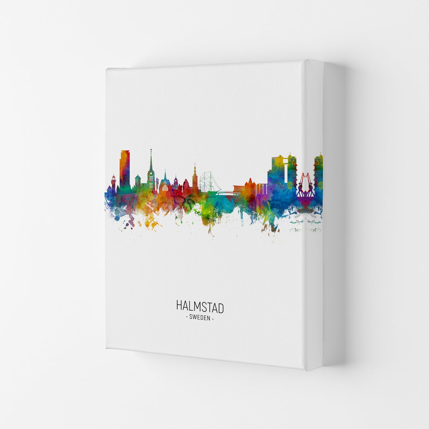 Halmstad Sweden Skyline Portrait Art Print by Michael Tompsett Canvas