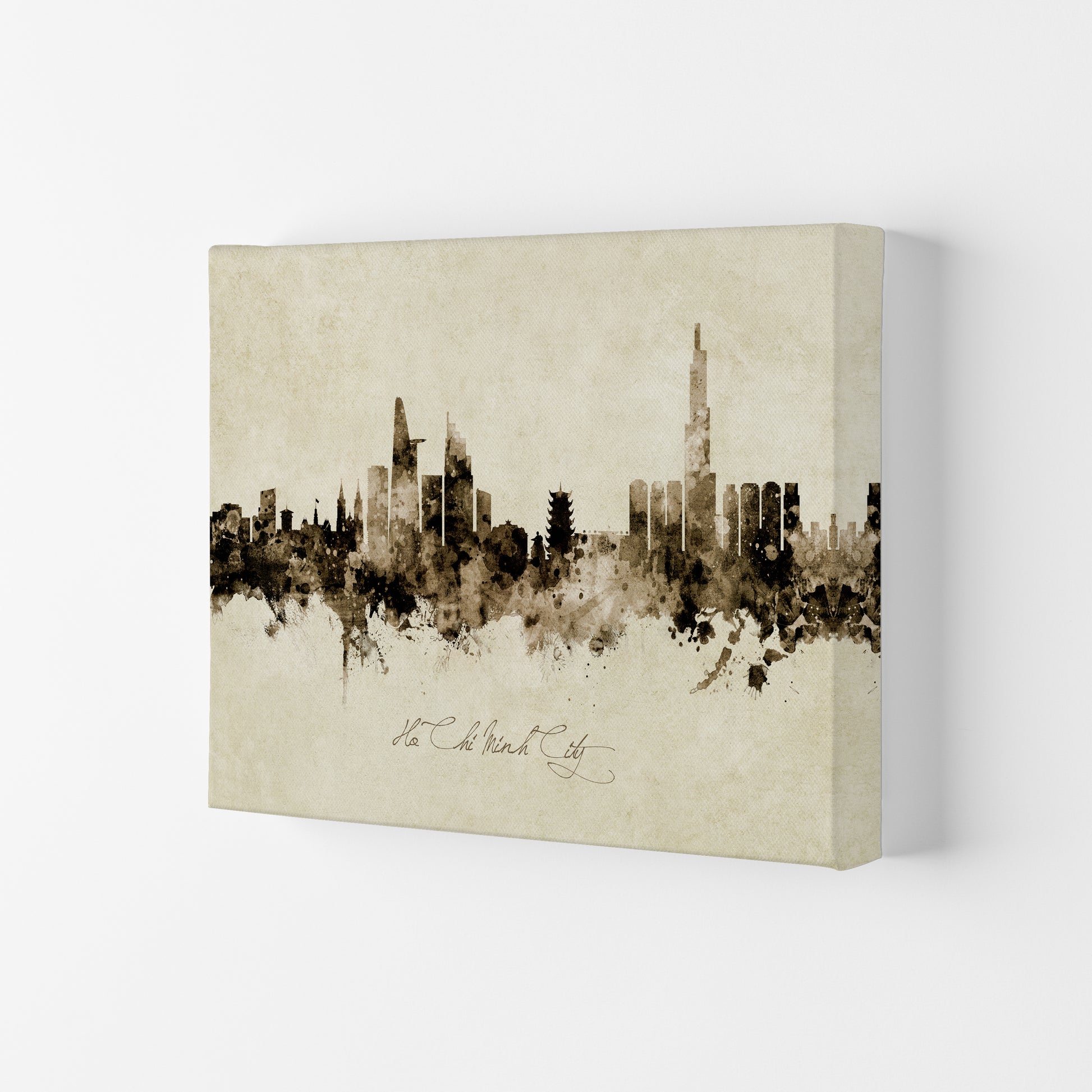 Ho Chi Minh City Vietnam Skyline Vintage Art Print by Michael Tompsett Canvas