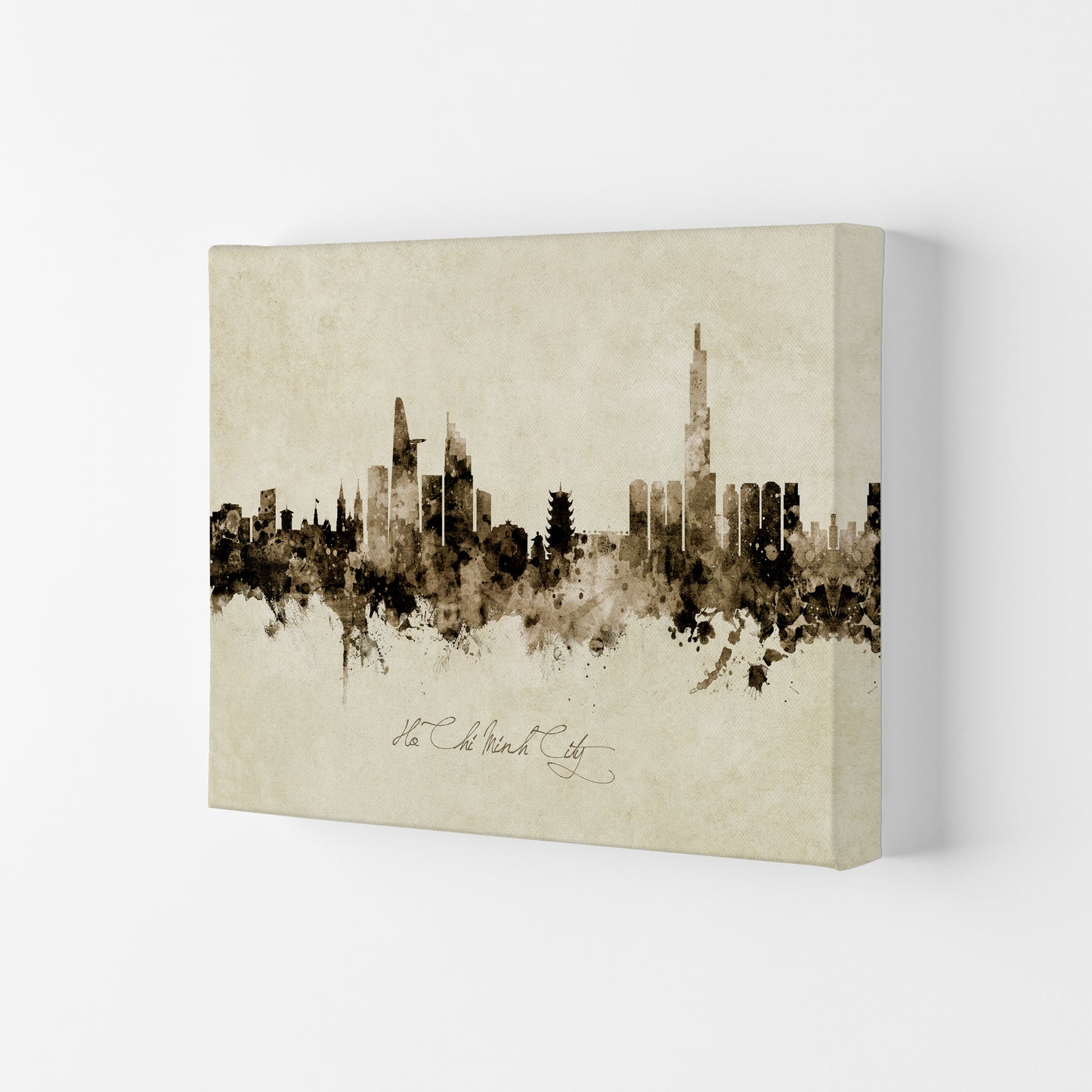 Ho Chi Minh City Vietnam Skyline Vintage Art Print by Michael Tompsett Canvas