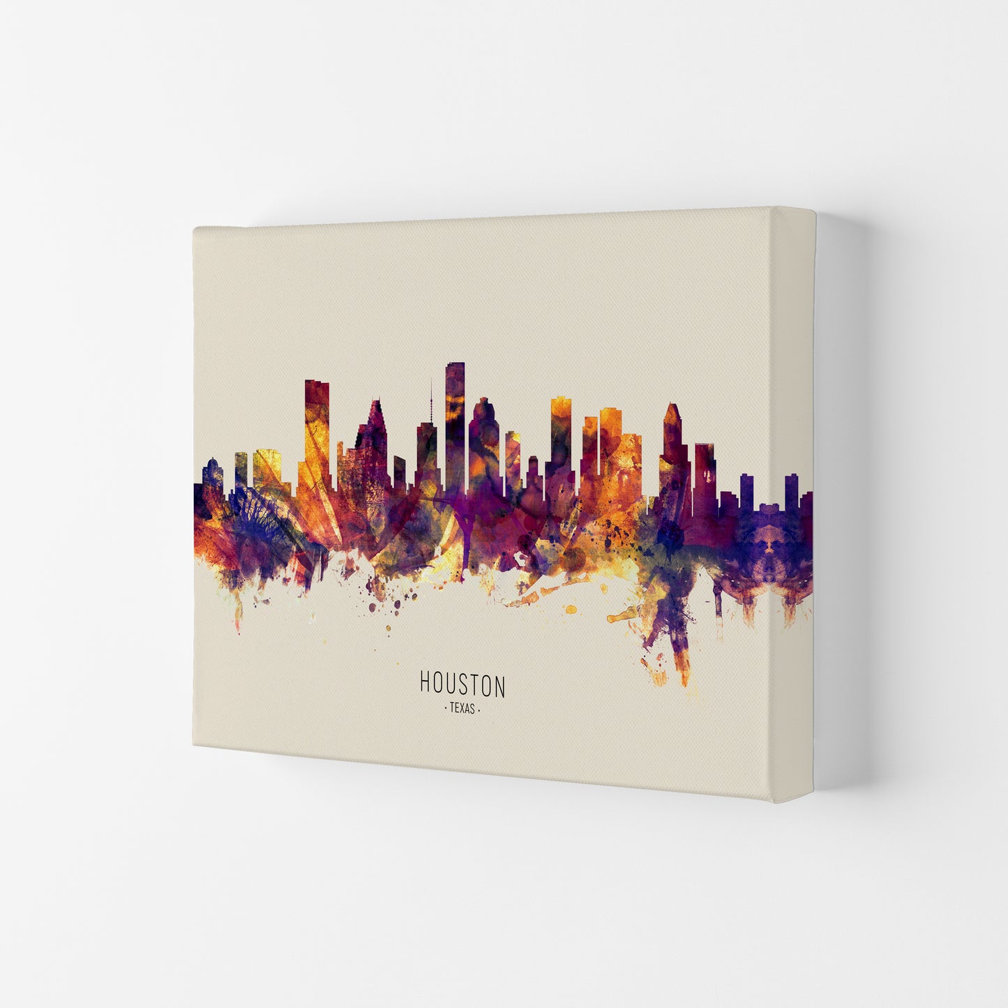 Houston Texas Skyline Autumn City Name Art Print by Michael Tompsett Canvas