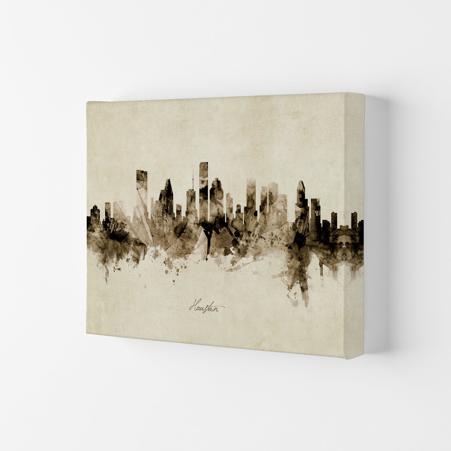 Houston Texas Skyline Vintage Art Print by Michael Tompsett Canvas