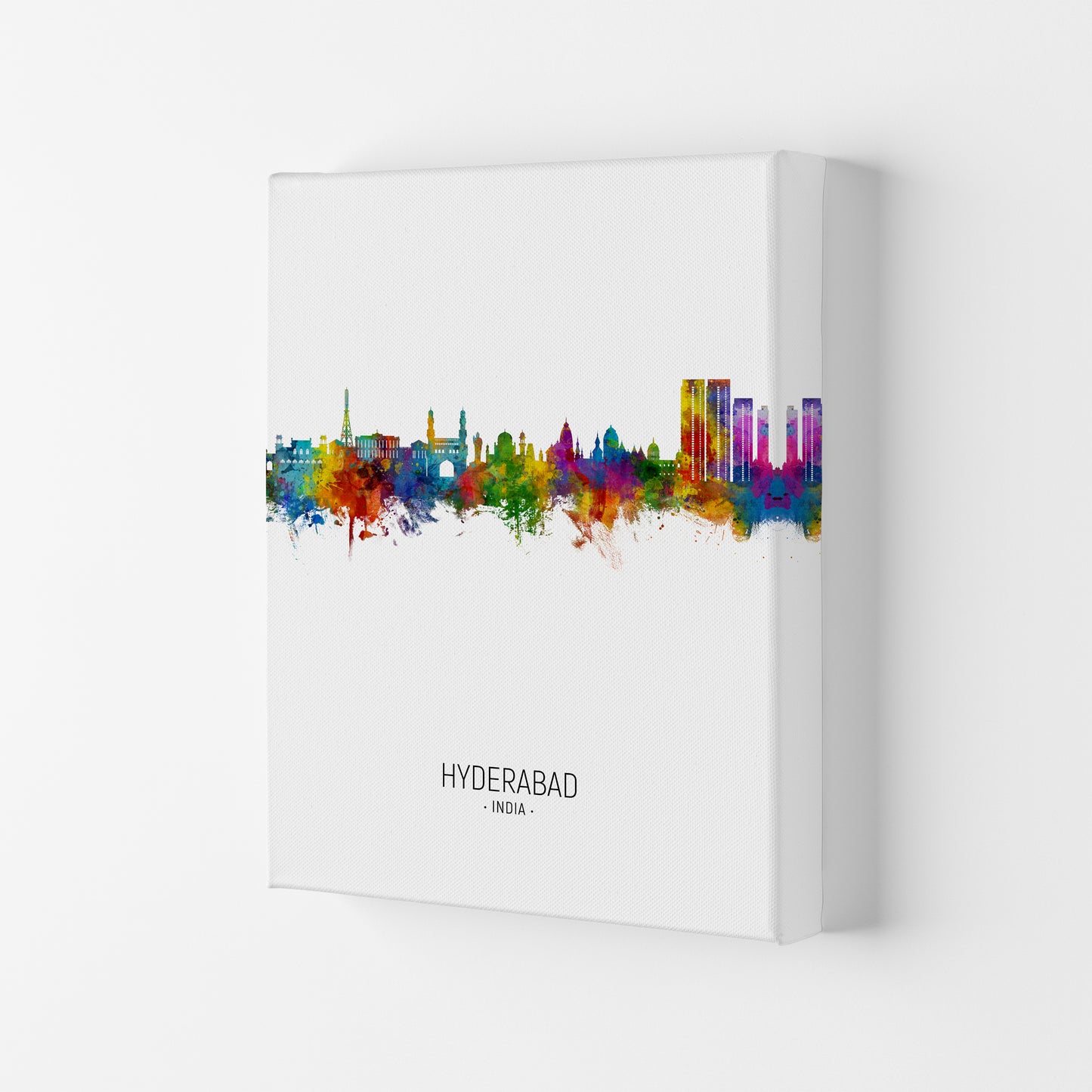 Hyderabad India Skyline Portrait Art Print by Michael Tompsett Canvas