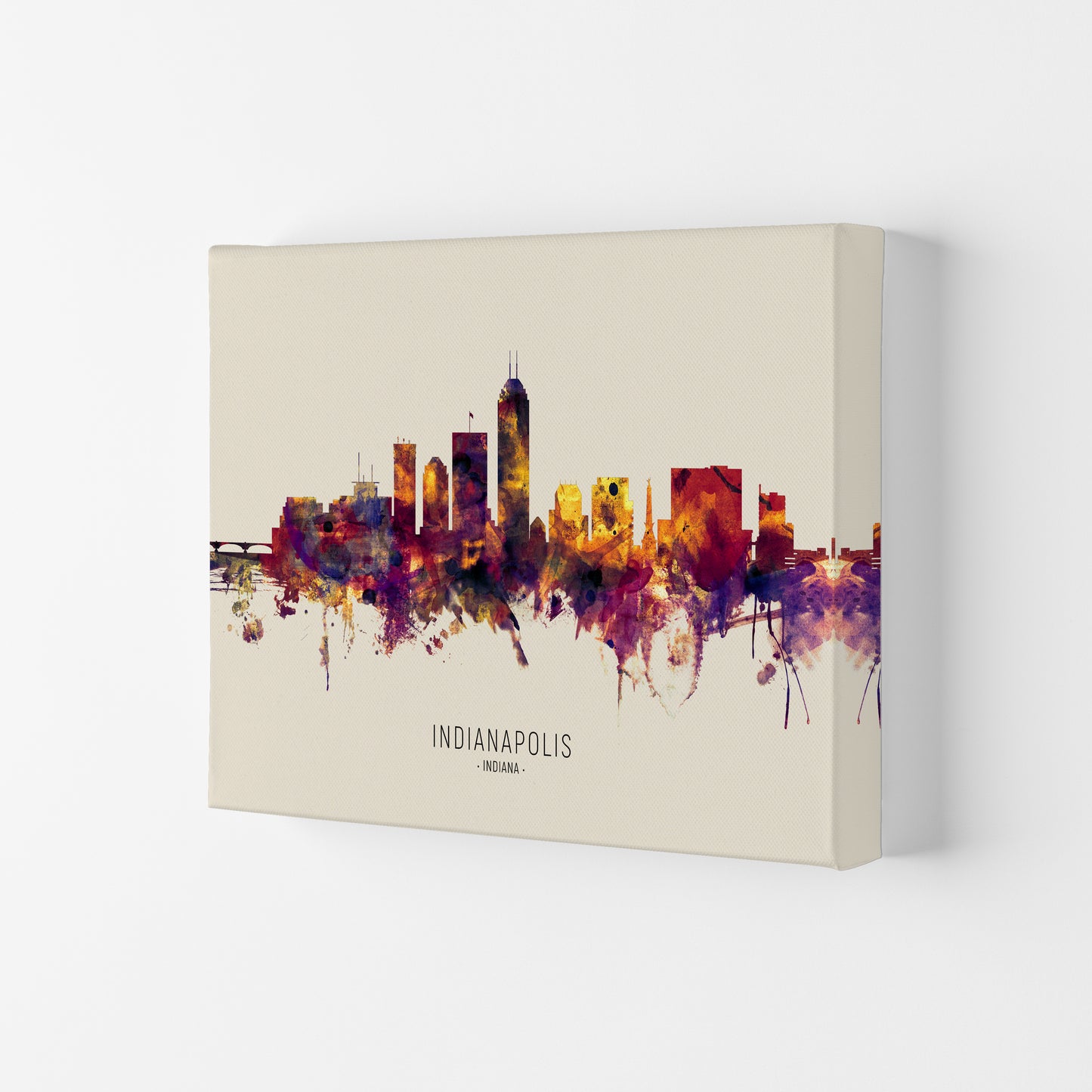 Indianapolis Indiana Skyline Autumn City Name Art Print by Michael Tompsett Canvas