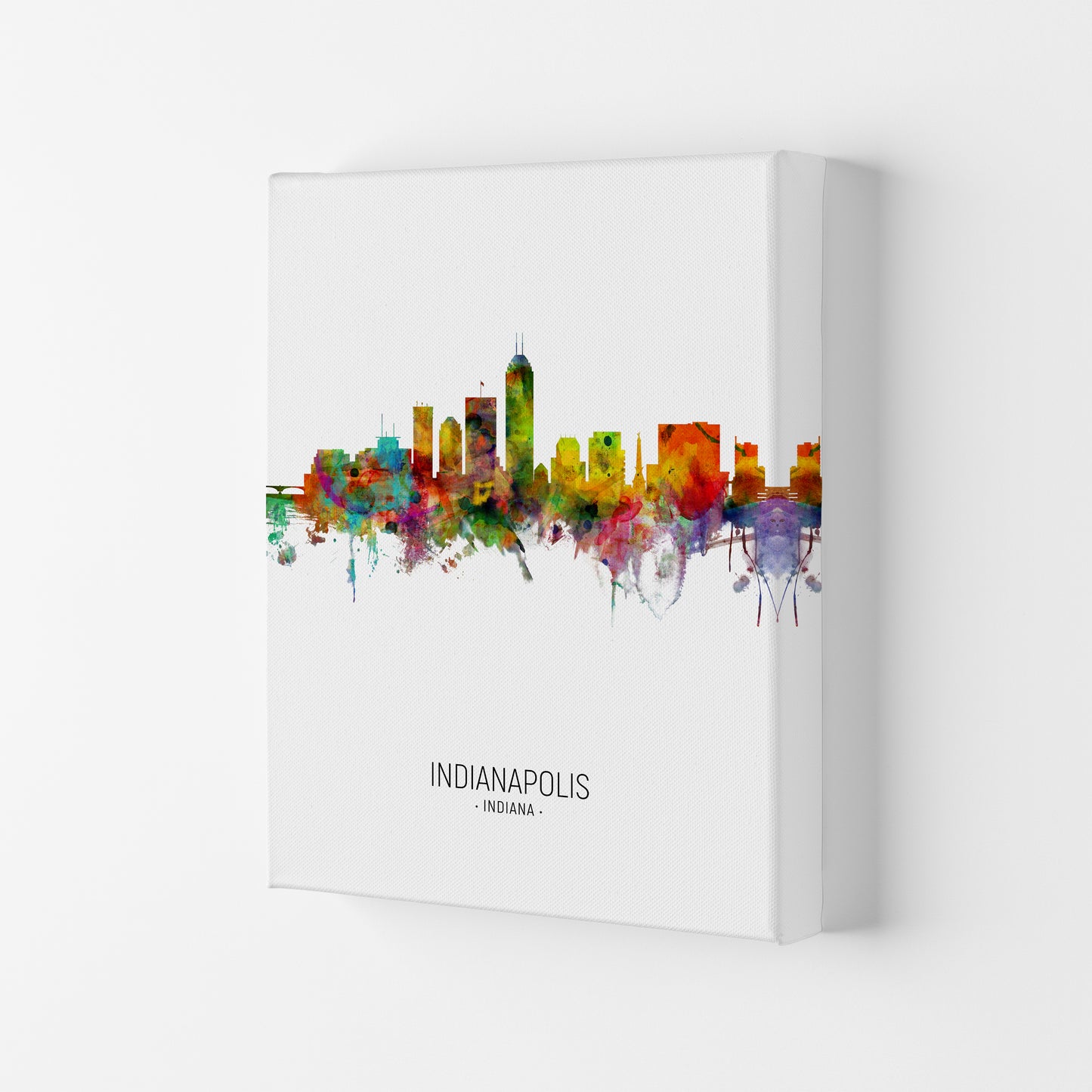 Indianapolis Indiana Skyline Portrait Art Print by Michael Tompsett Canvas