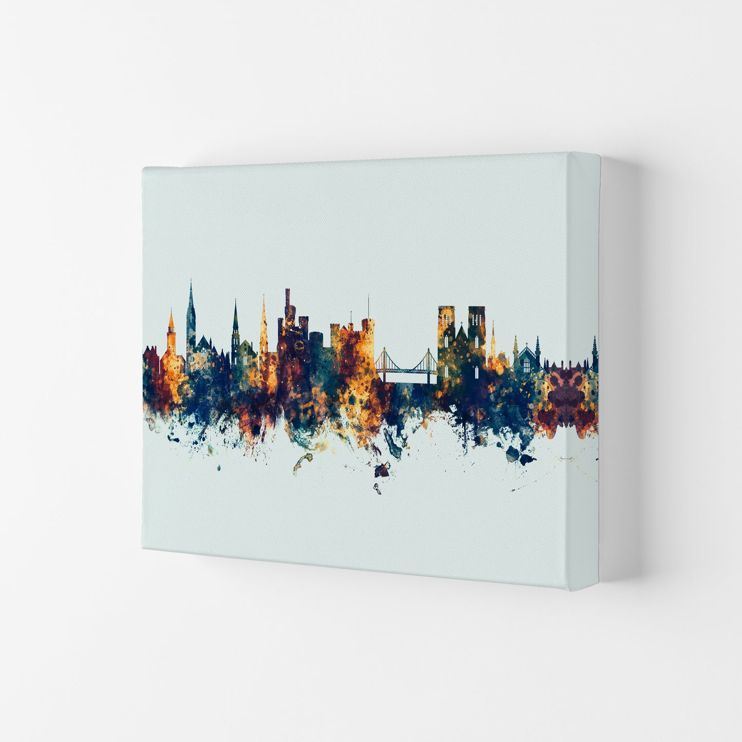 Inverness Scotland Skyline Blue Orange Art Print by Michael Tompsett Canvas