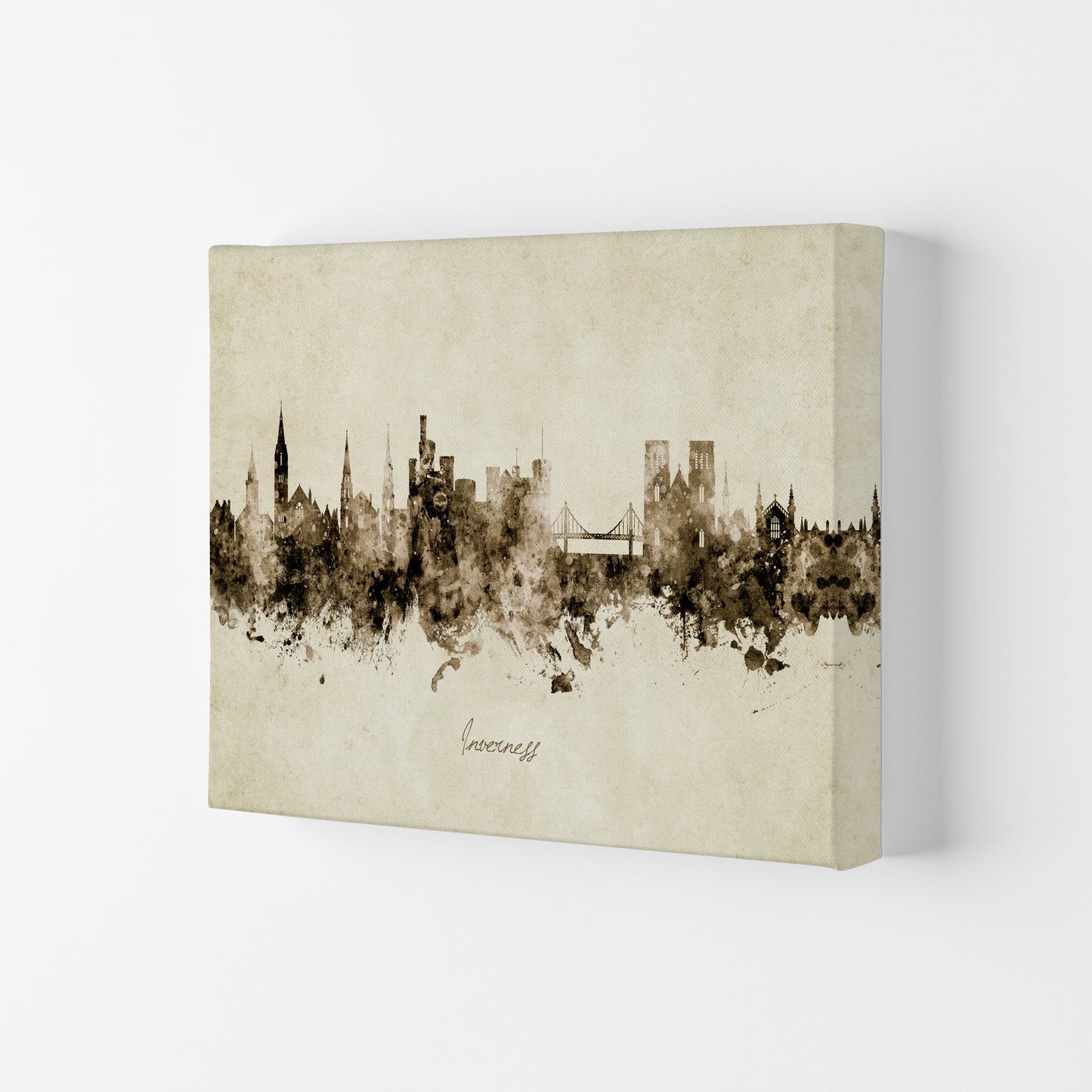 Inverness Scotland Skyline Vintage Art Print by Michael Tompsett Canvas
