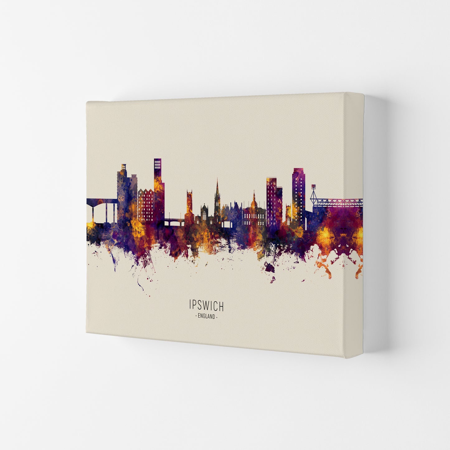 Ipswich England Skyline Autumn City Name Art Print by Michael Tompsett Canvas