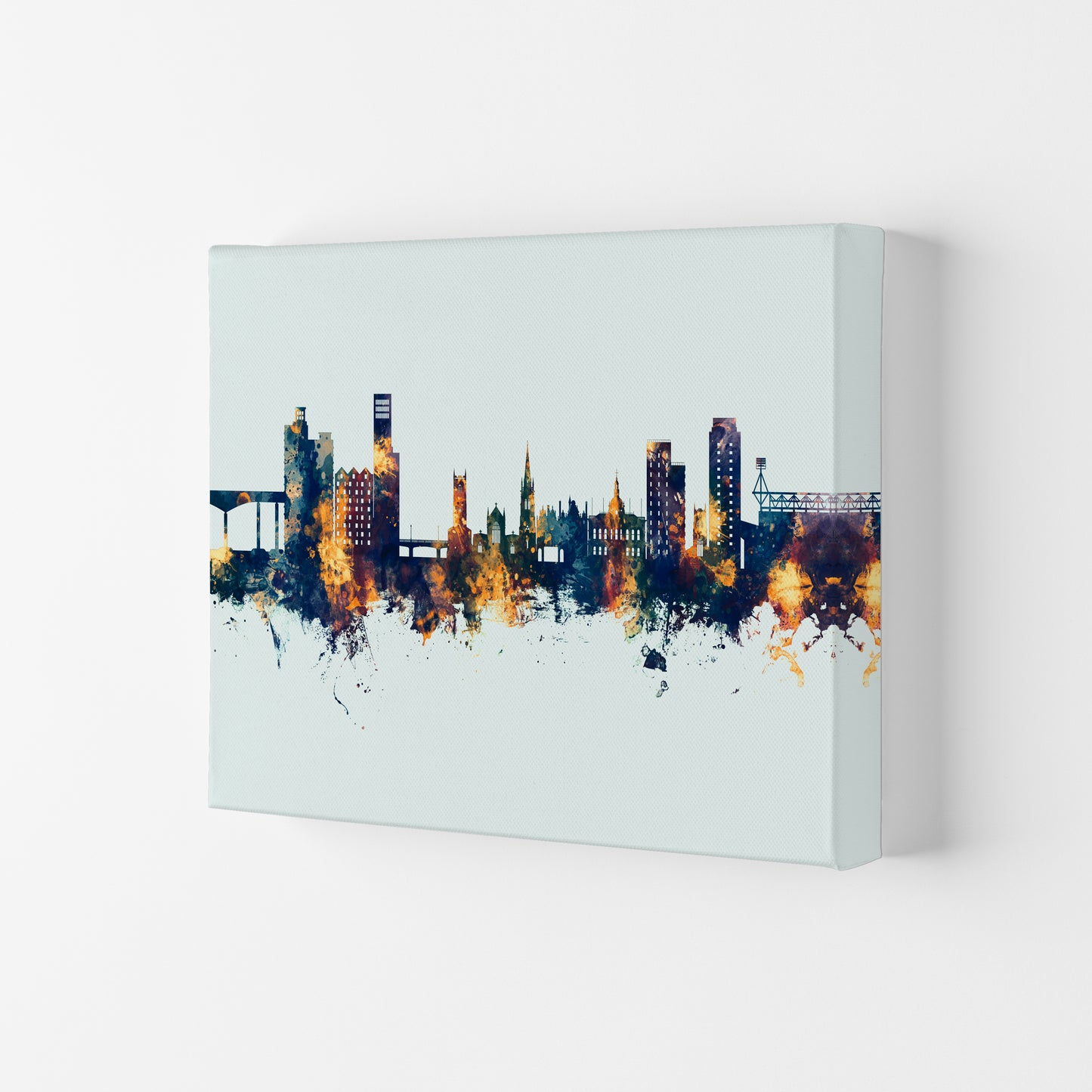 Ipswich England Skyline Blue Orange Art Print by Michael Tompsett Canvas