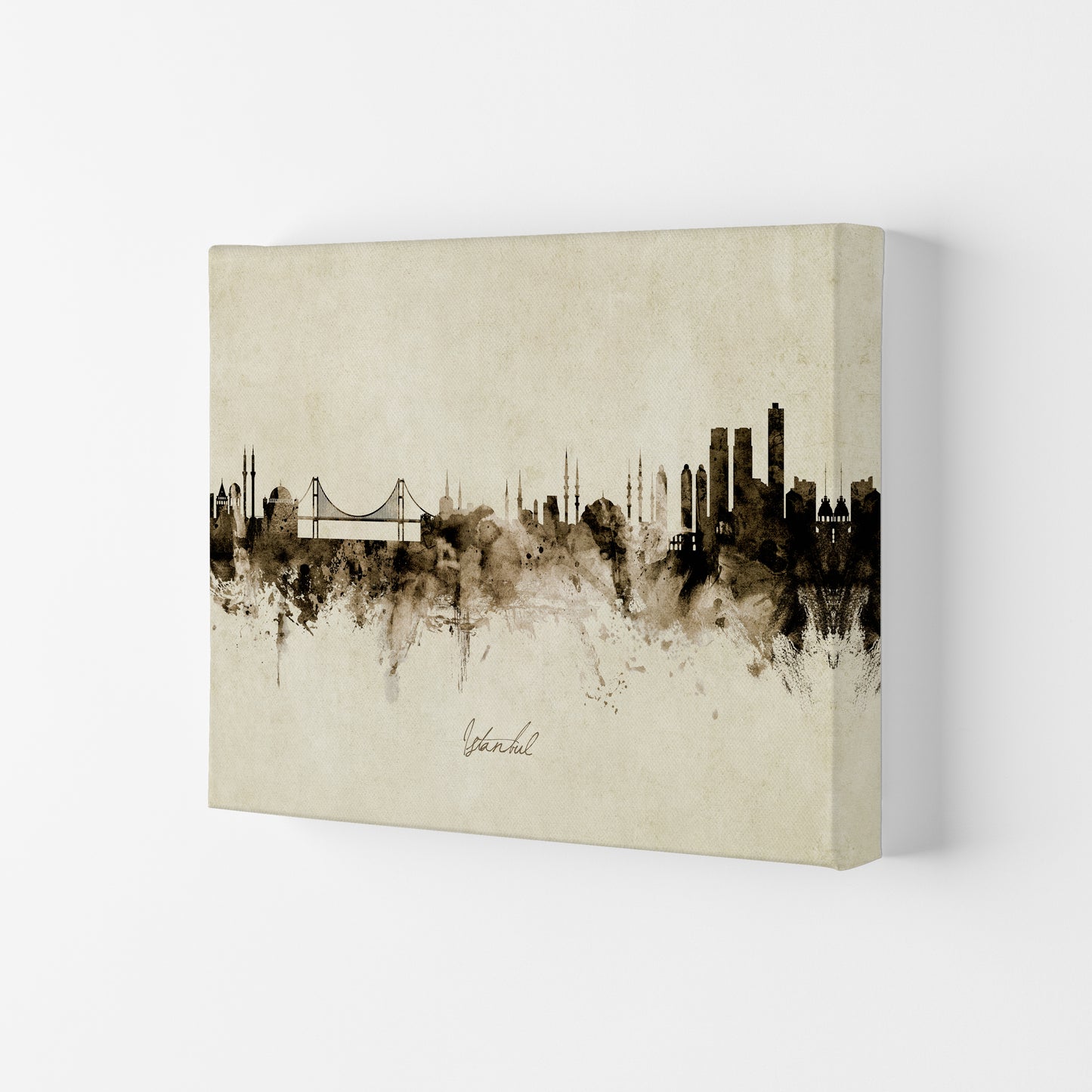 Istanbul Turkey Skyline Vintage Art Print by Michael Tompsett Canvas